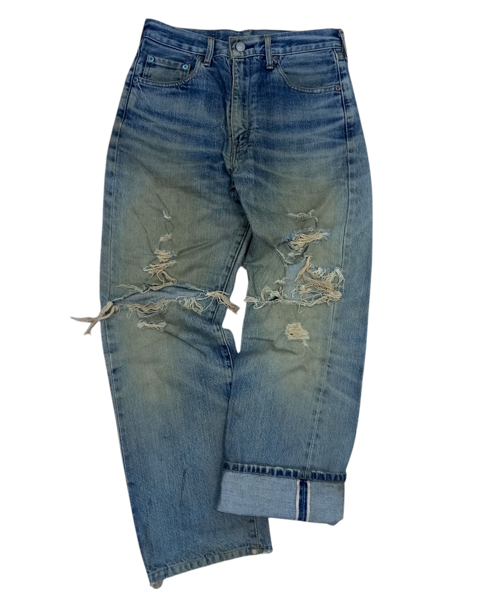 Levi's Vintage 90s 00s Thrashed Levi's 502 BIG E Selvedge Size US 30 / EU 46 - 1 Thumbnail