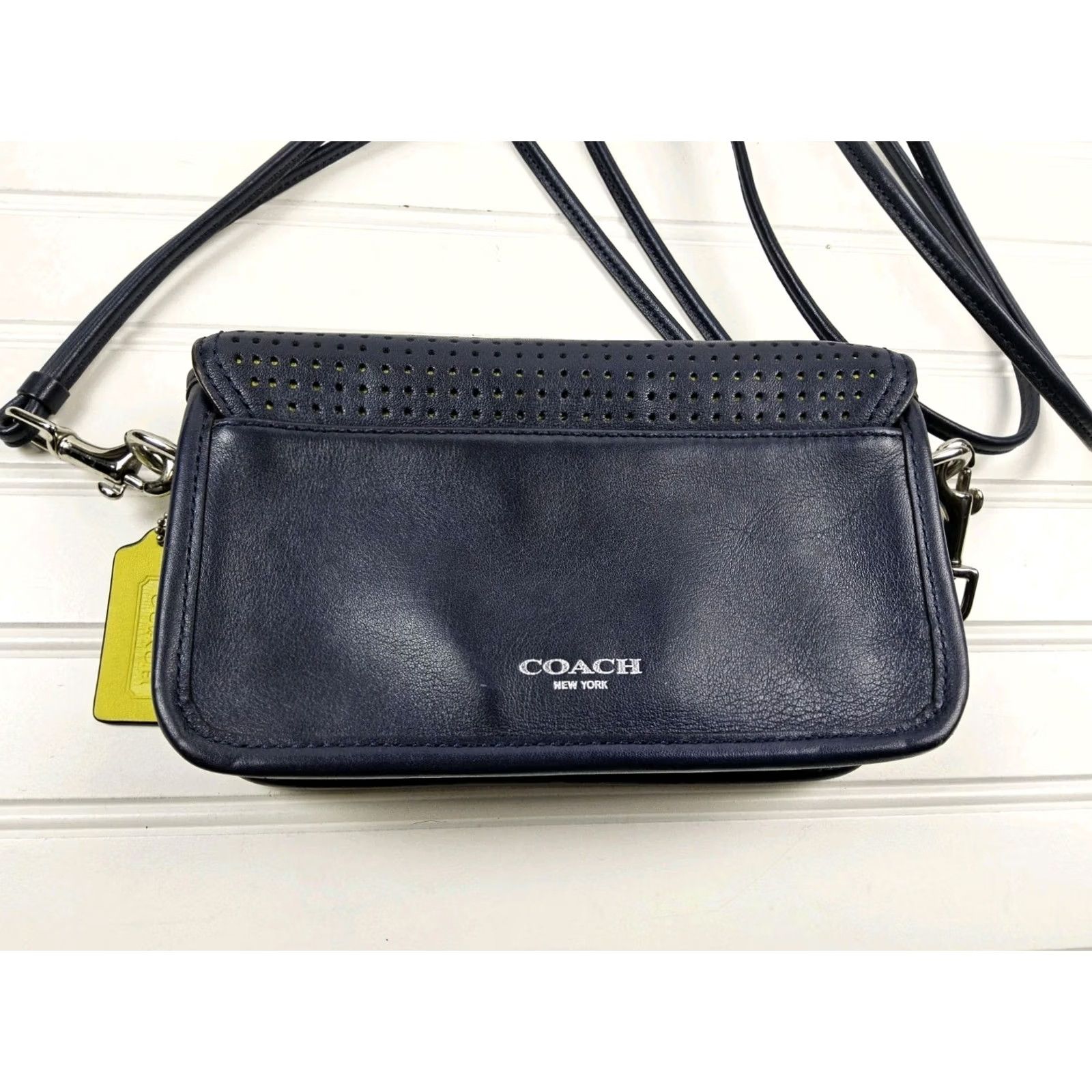 Coach Coach Crossbody Purse Navy Leather Perforated Penny Legacy 22387 Small Size ONE SIZE - 5 Thumbnail