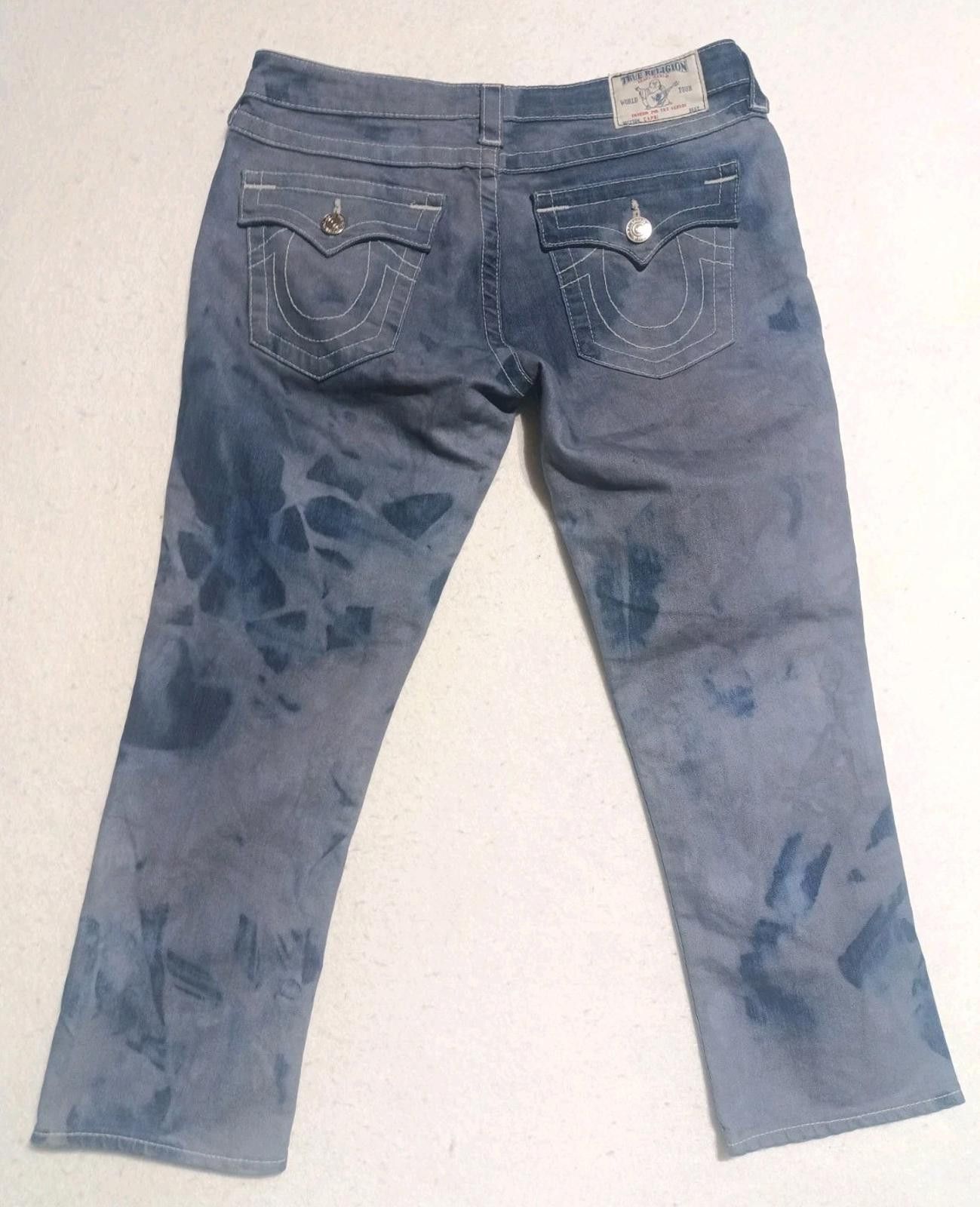 True Religion True Religion Women’s 29 Capri Jeans Distressed Denim Ripped Size 29" - 2 Thumbnail