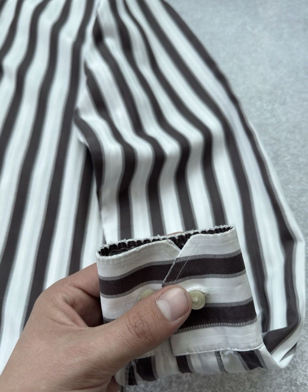 Etro ETRO Milano Luxury Striped White Brown Button Up Shirt Men Size US L / EU 52-54 / 3 - 5 Thumbnail