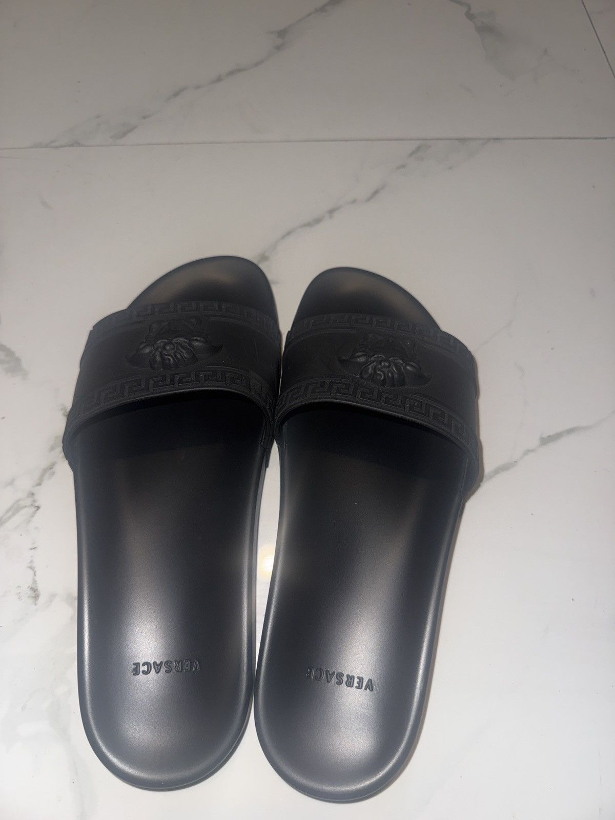 Versace VERSACE Men's Black La Medusa Logo Palazzo Pool Slides Size US 11 / EU 44 - 2 Thumbnail