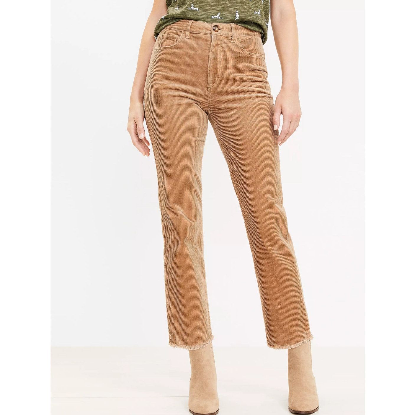 Loft Loft Slim Straight Mid Rise Corduroy Pants - Size 4 - NWT Size 27" / US 4 / IT 40 - 1 Thumbnail