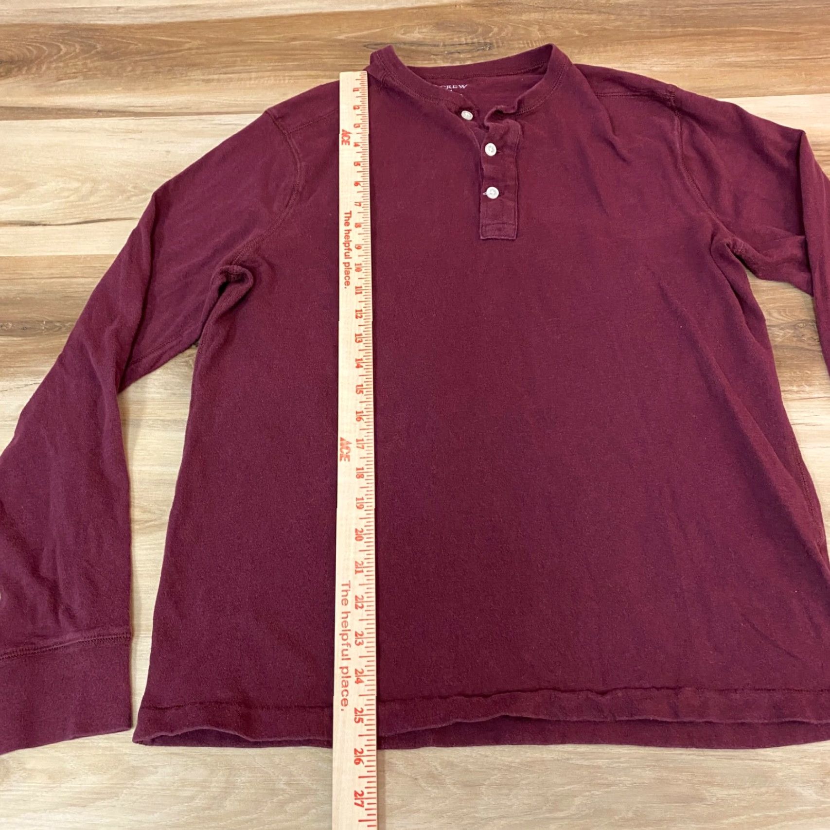 J.Crew J. Crew Mens Shirt Henley Long Sleeve Cranberry Red Cotton Jersey Tee Light Regular Fit Size US L / EU 52-54 / 3 - 5 Thumbnail