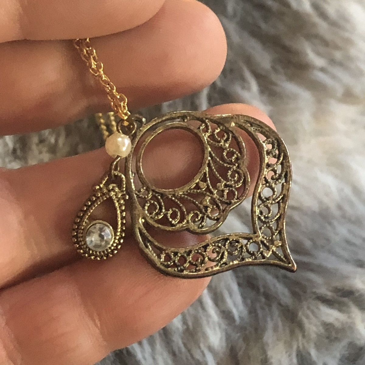 Handmade Handcrafted old golden brass filigree pendant necklace Size ONE SIZE - 8 Thumbnail