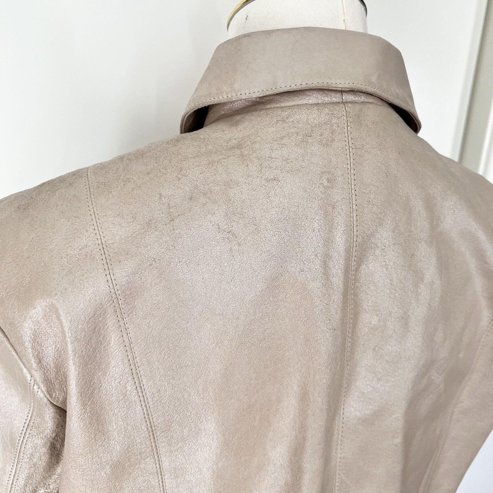 Adler Adler Collection Women (M) Beige Leather Jacket 90s Y2K Size M / US 6-8 / IT 42-44 - 9 Thumbnail