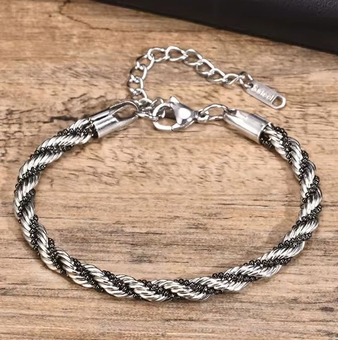 Jewelry Silver Twisted Rope Chain Bracelet Size ONE SIZE - 2 Thumbnail