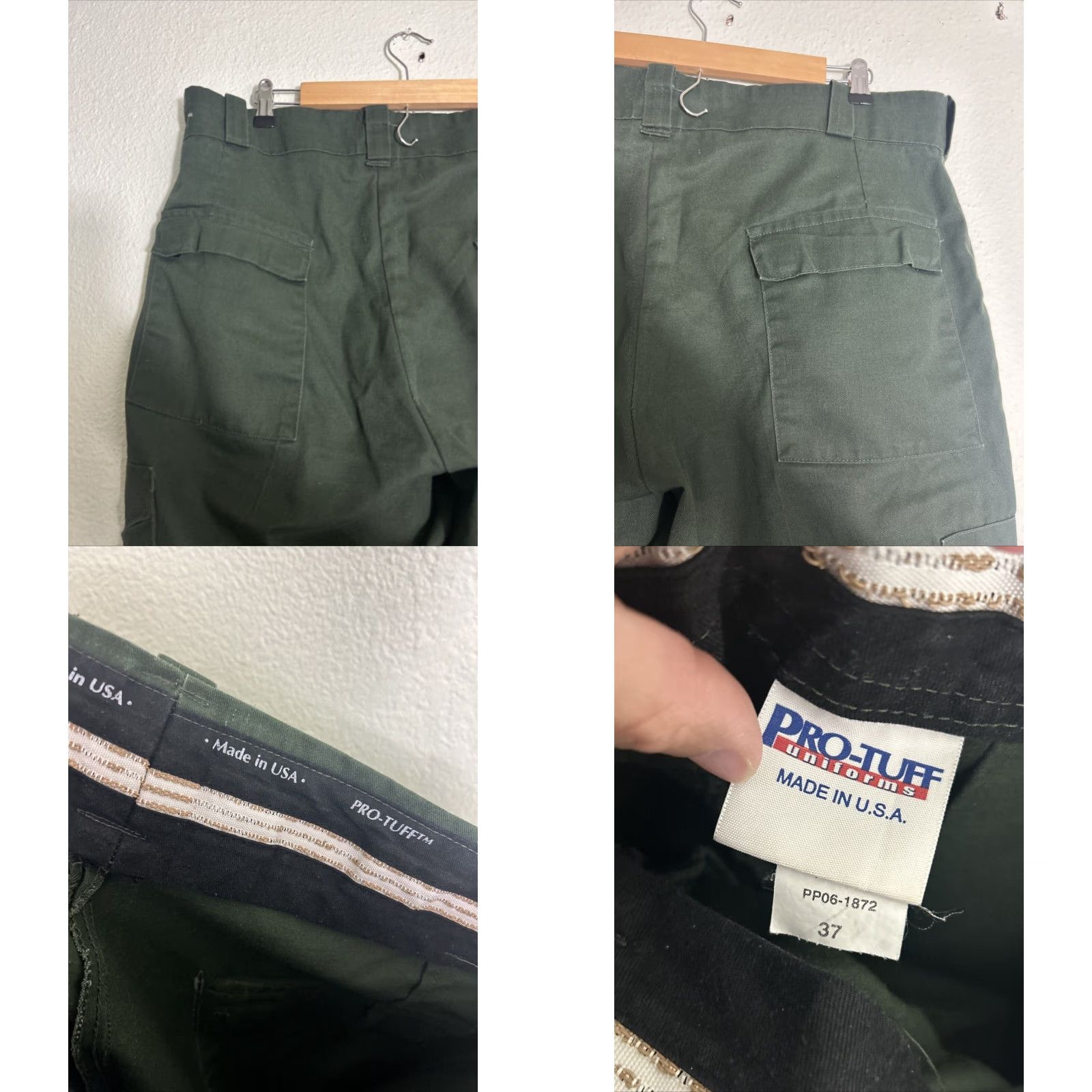 Vintage Pro-Tuff Coast Guard Cargo Pant Army Green 37x28 Men Regular Straight Pocket Cargo Twill Nylon Cotton Damaged? Size US 37 - 9 Thumbnail