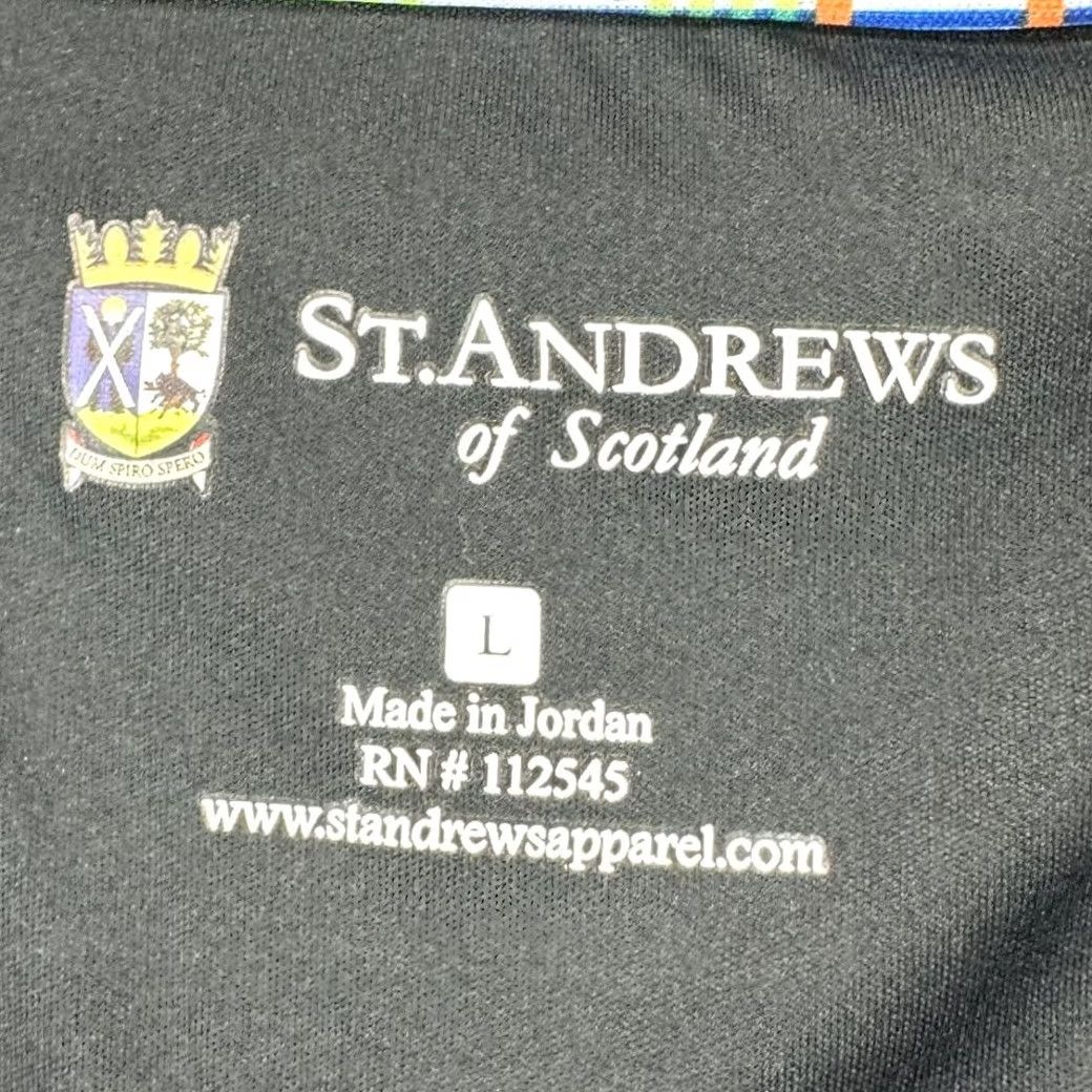 Vintage St. Andrews Golf Polo Shirt Men Large Black Short Sleeve Polo Golfing Casual Performance Breathable Collared Shirt Size US L / EU 52-54 / 3 - 4 Thumbnail