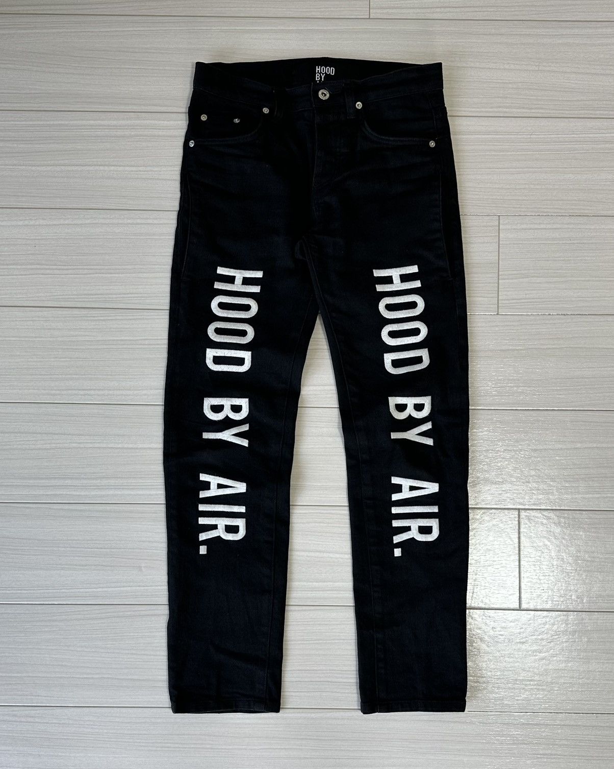 Pre-owned Anonymous Club X Hood By Air Logo Denim Jeans In Black