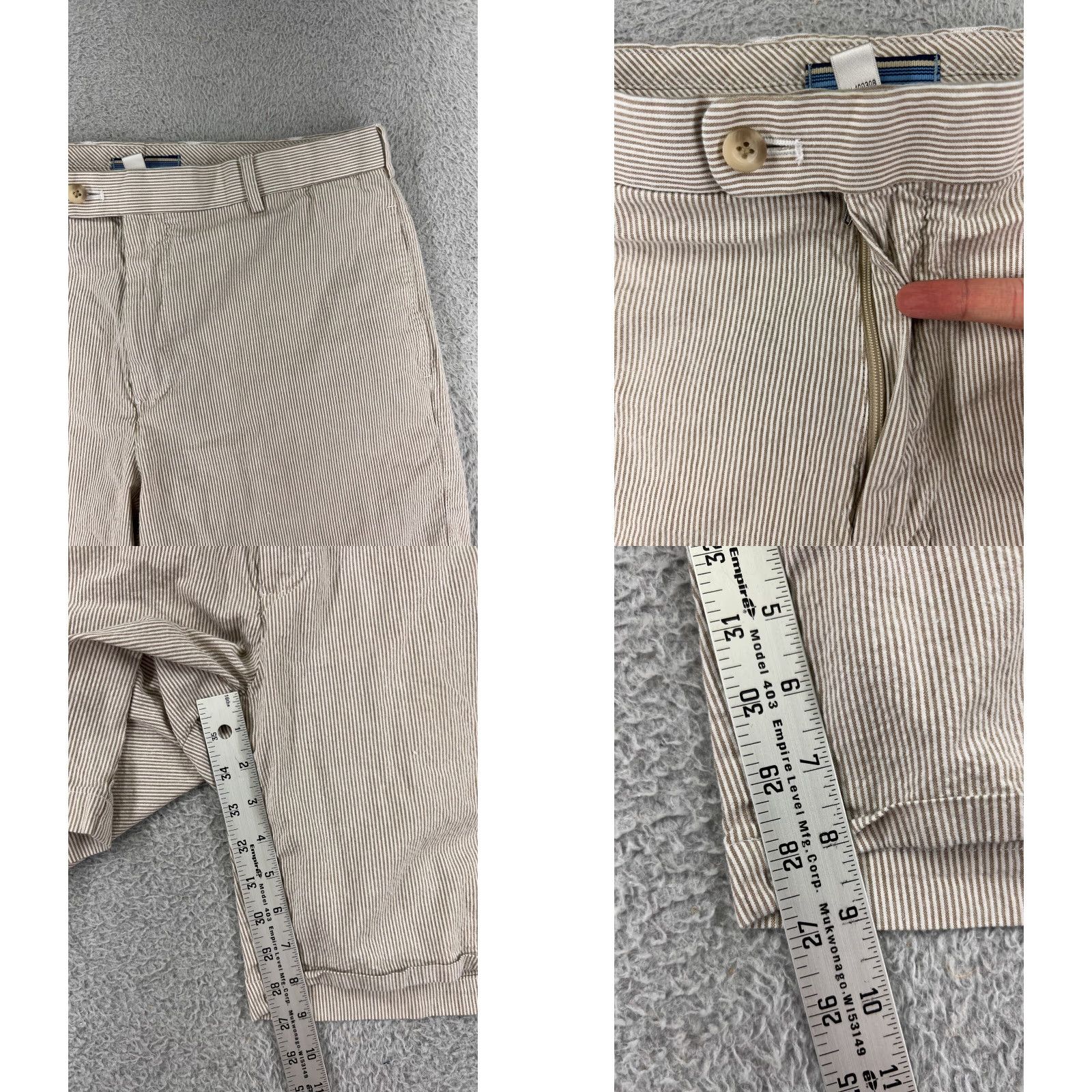 Peter Millar Peter Millar Shorts Mens Beige Striped Chino Golf Knit Stretch 34 Regular Beige Mens Golf Shorts 34 Peter Millar Size US 34 / EU 50 - 8 Thumbnail