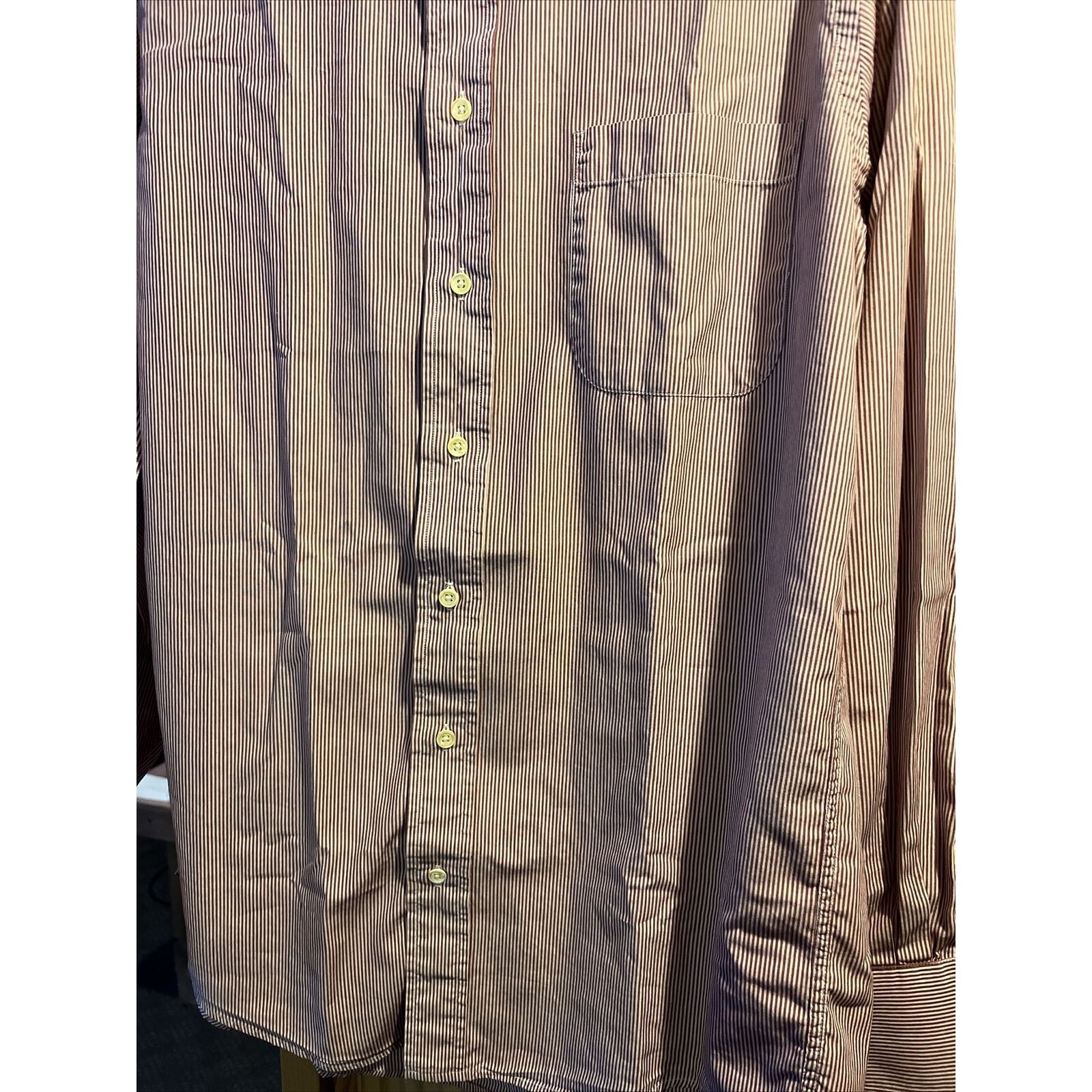 Burberry Burberry London Men’s 15.5 35 Burgundy Striped Cotton Shirt Size US M / EU 48-50 / 2 - 11 Thumbnail
