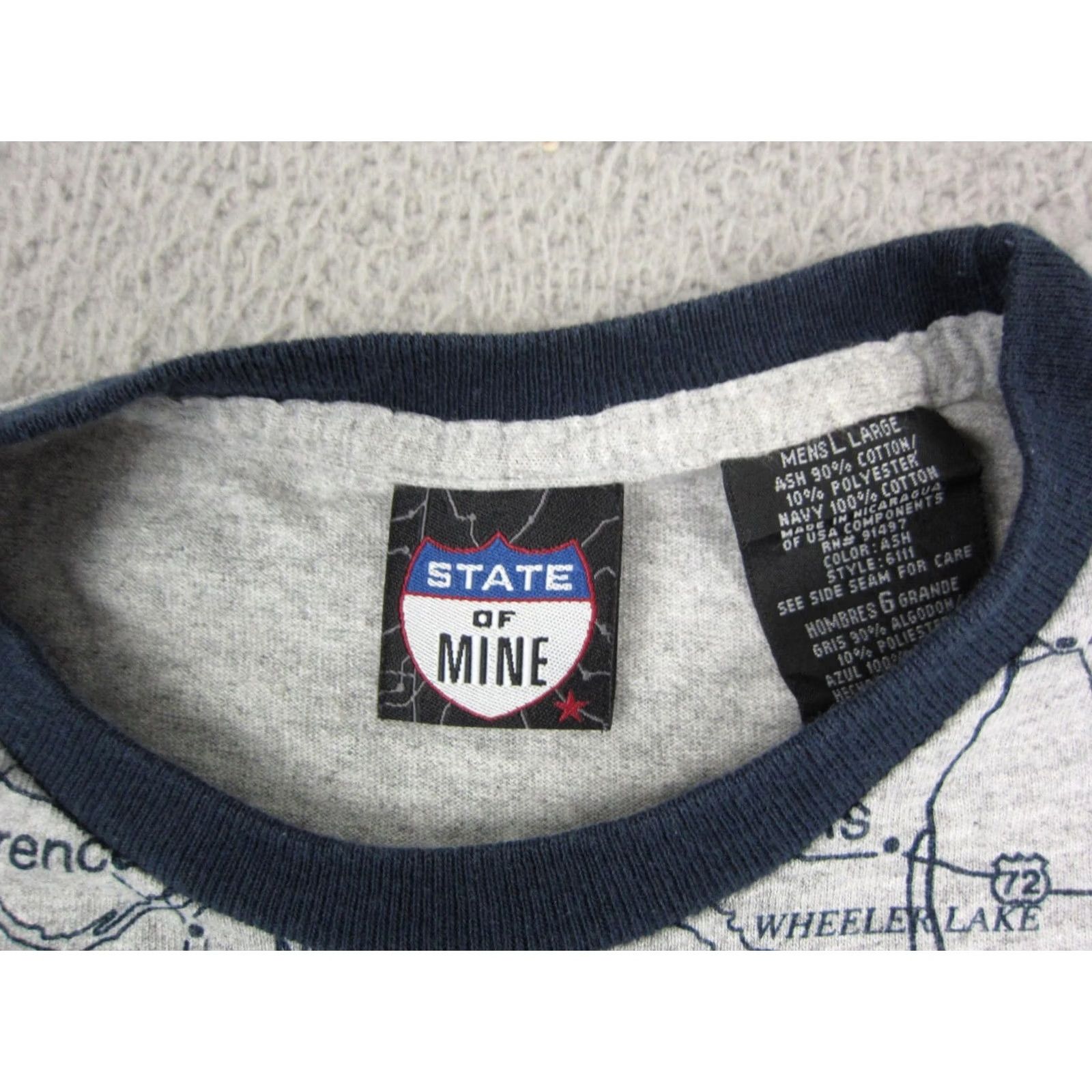 Vintage VINTAGE State of Mine Alabama Shirt Men Gray Large Map All Over Print 90s Size US L / EU 52-54 / 3 - 4 Thumbnail