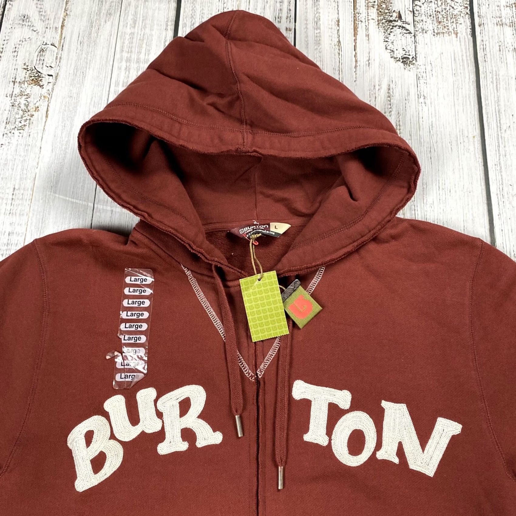 Burton Burton Full-Zip Hoodie Mens L FW Burnt Adobe Chainstitch Spellout SNOWBOARDING Size US L / EU 52-54 / 3 - 2 Thumbnail