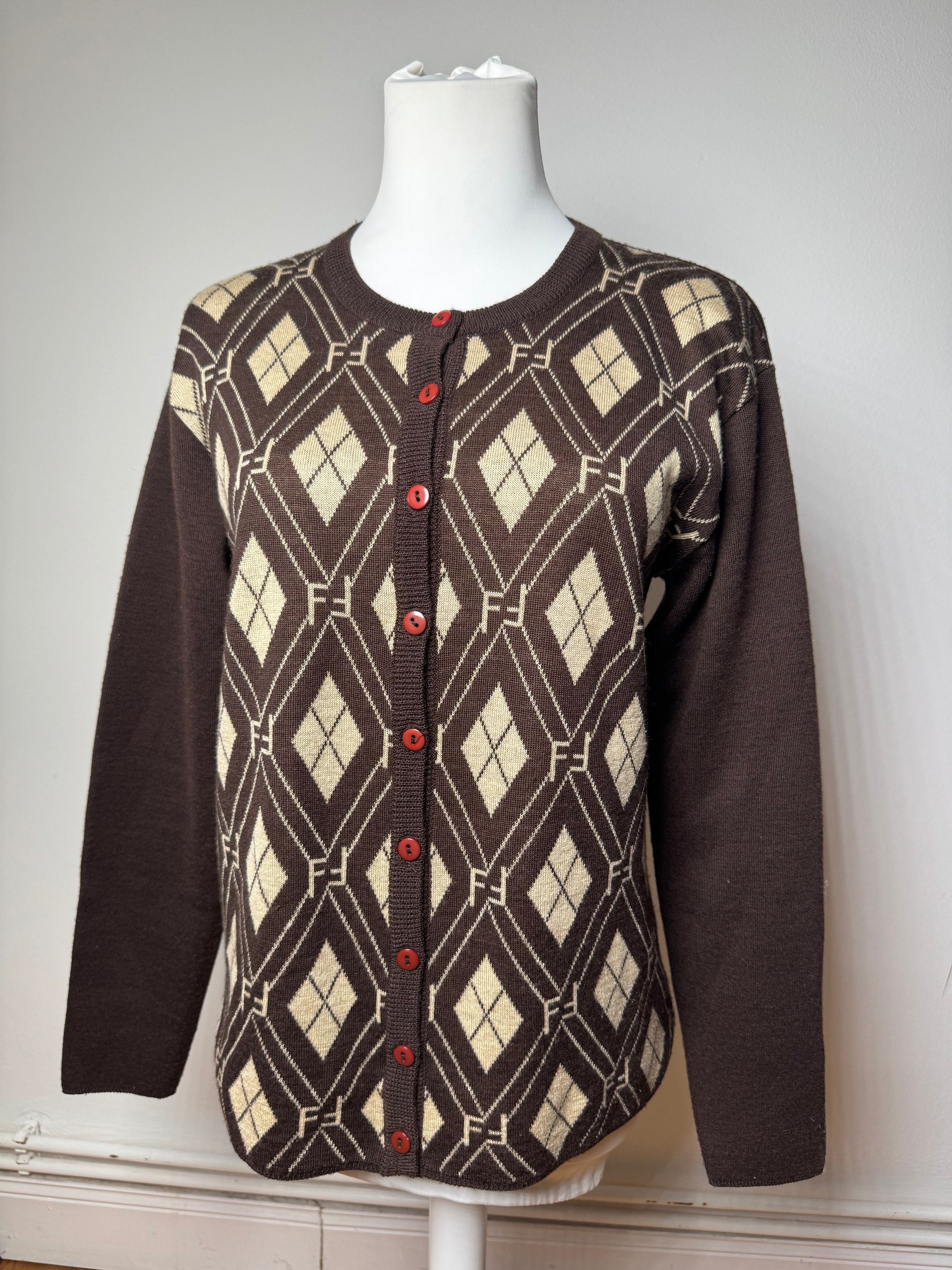 Fendi Vintage Roma Cardigan / Wool Sweater Brown Beige Size M / US 6-8 / IT 42-44 - 1 Thumbnail