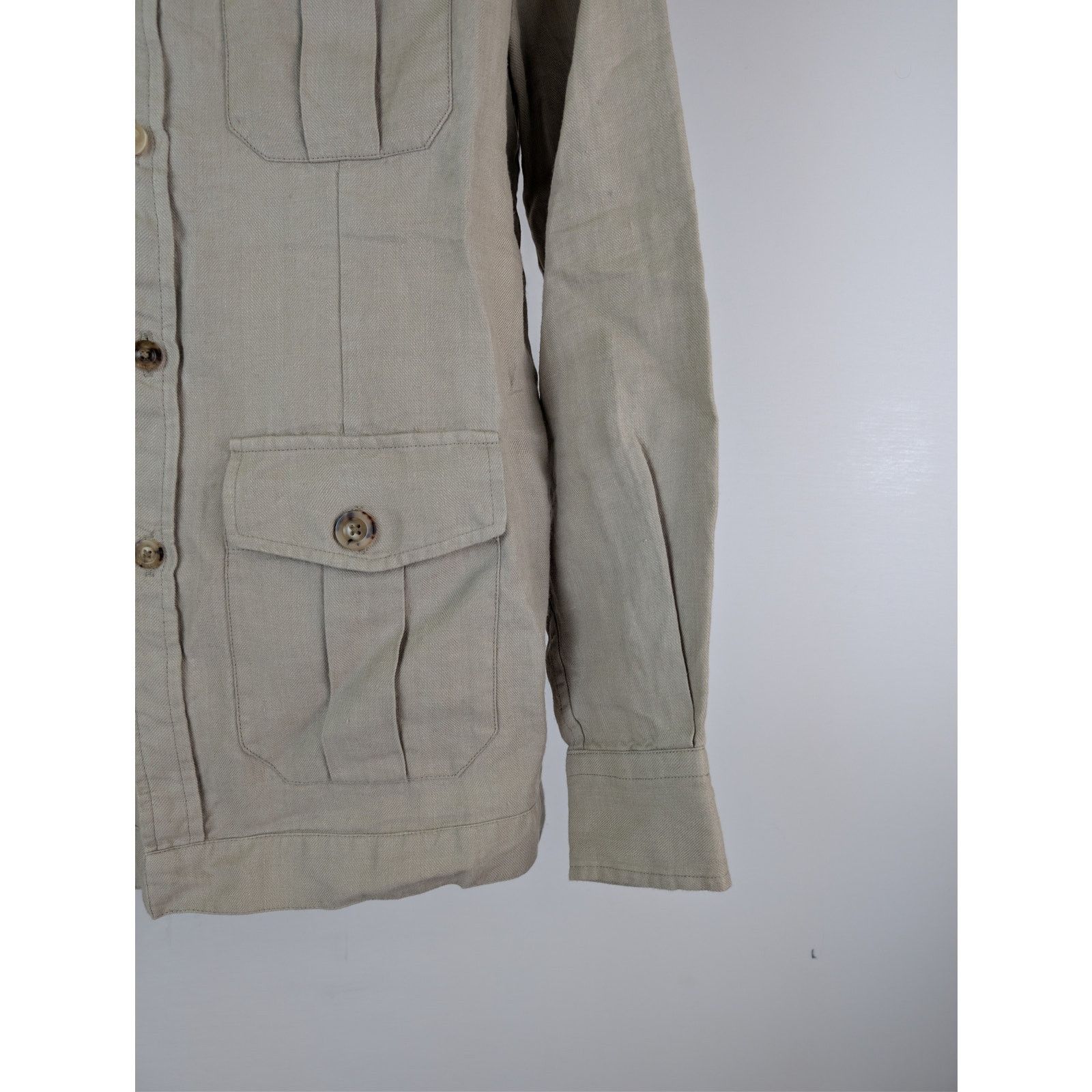Boglioli o1rshd1 CC20 Button up Shirt with herringbone pattern Beige Size US S / EU 44-46 / 1 - 5 Thumbnail