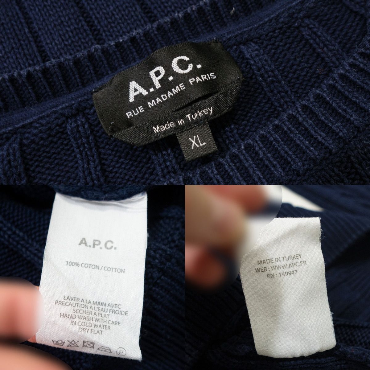 A.P.C. Cable Knit Crewneck Cotton Sweater Size US XL / EU 56 / 4 - 9 Thumbnail