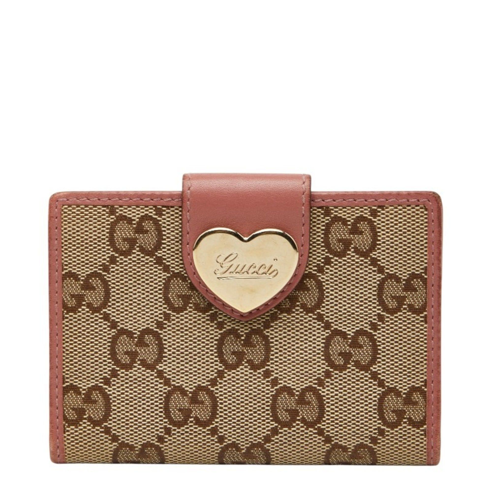 Gucci GG Canvas Business Card Case/Card Case/Pass Case 224261 Beige Pink Leather Women's GUCCI