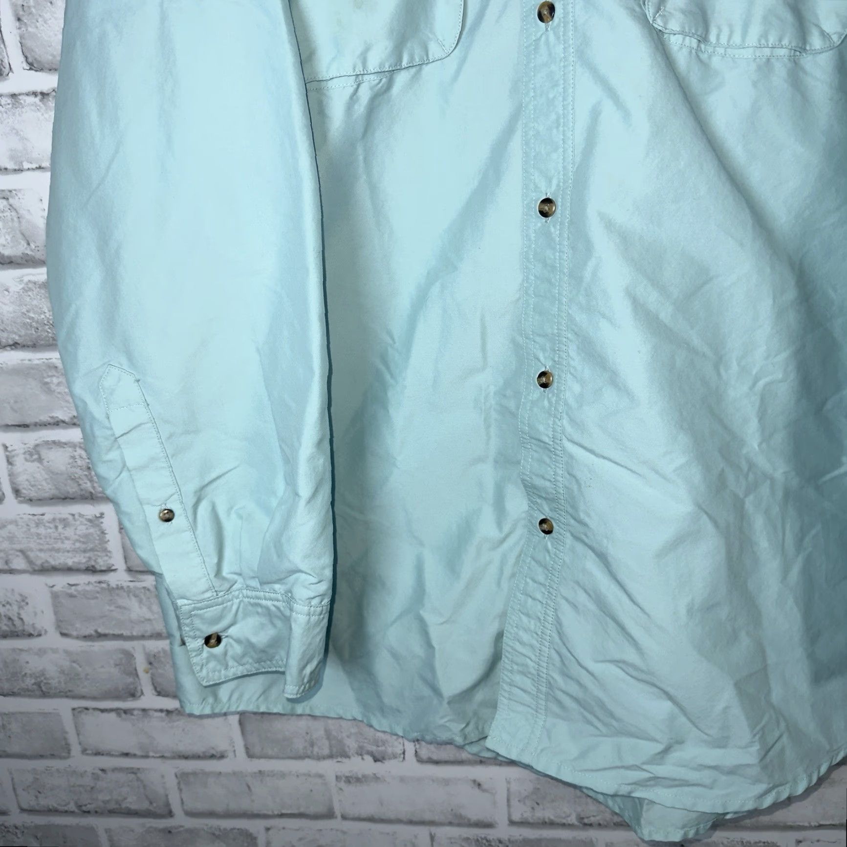 Vintage L.L.Bean Nylon Light Blue Vented Ling Sleeve Button Down Hiking Shirt Mens XLT Size US XL / EU 56 / 4 - 3 Thumbnail