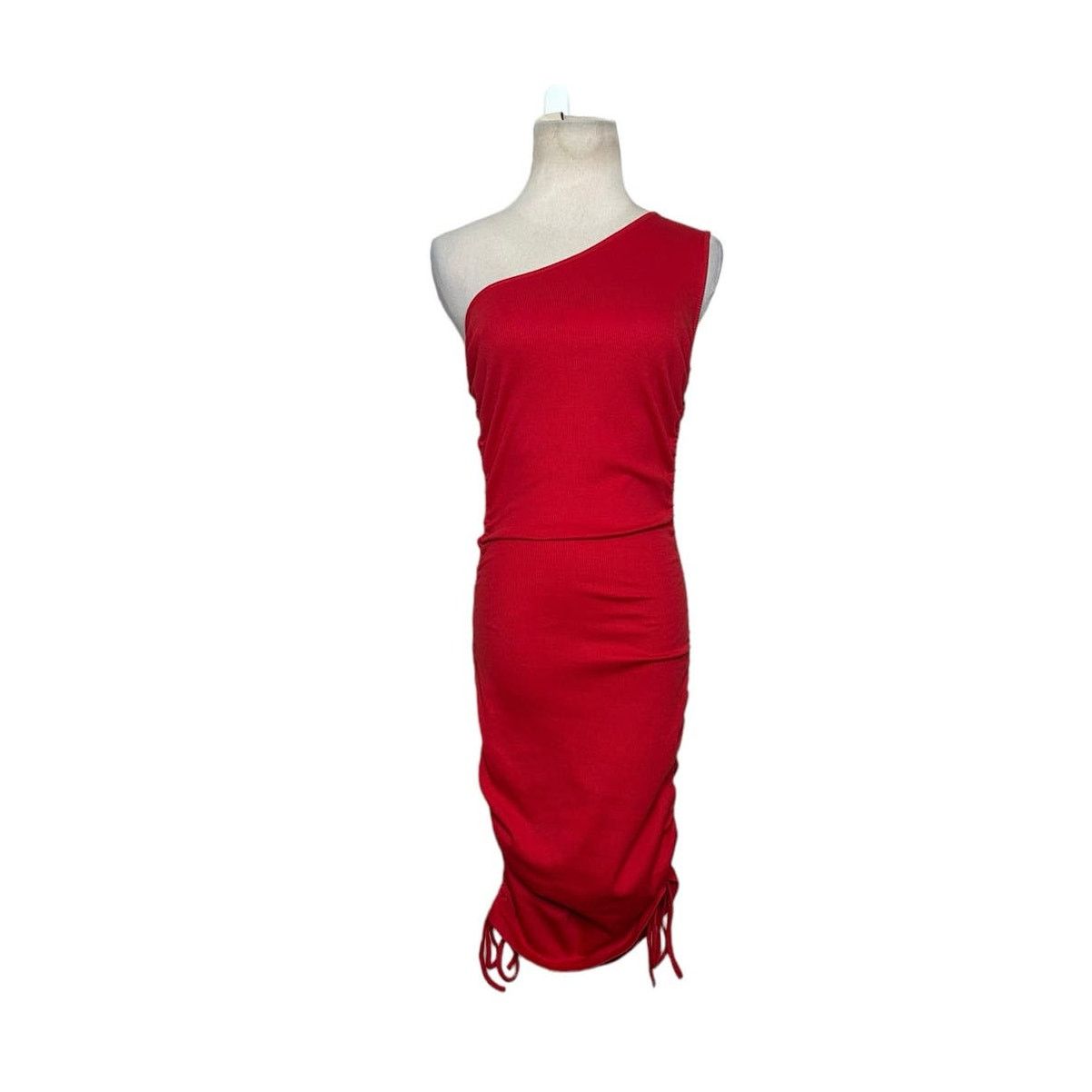 Shein Shein red one shoulder ruched midi dress size 4 Size S / US 4 / IT 40 - 10 Thumbnail