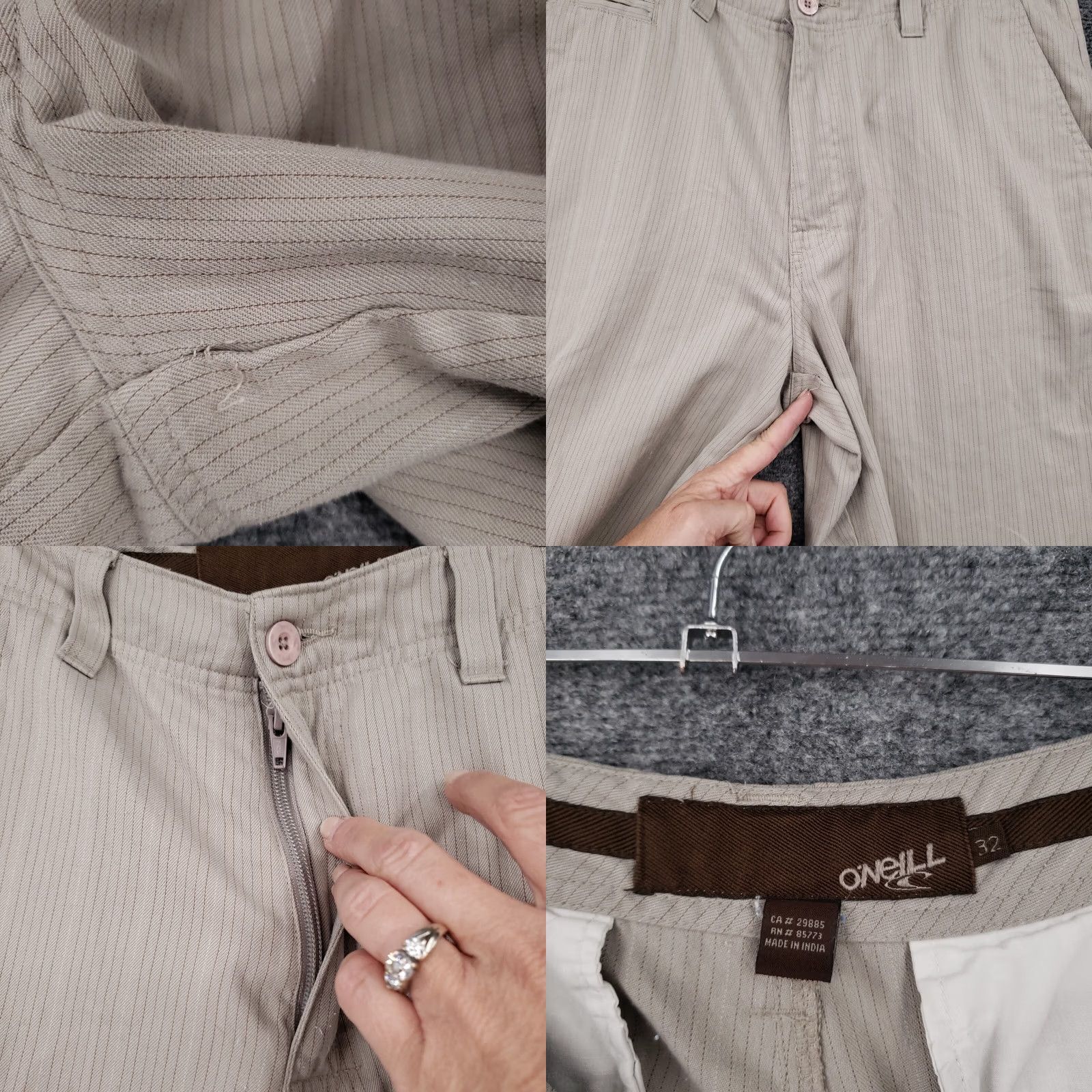 O'Neill VINTAGE O'Neill Shorts Mens 32 Gray Striped Chino Bermuda Zip Fly Y2K Shorts Mens Gray Striped Chino Bermuda Zip Fly Y2K Size US 32 / EU 48 - 8 Thumbnail