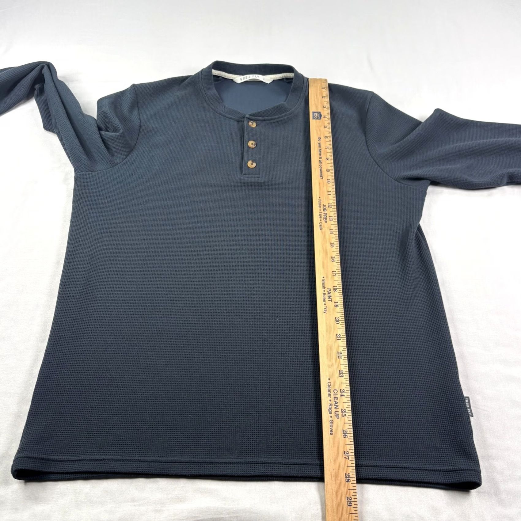 Vintage Free Fly Mens Sweatshirt Henley Blue L Waffle Knit Pullover Stretch Logo Shirt Size US L / EU 52-54 / 3 - 5 Thumbnail