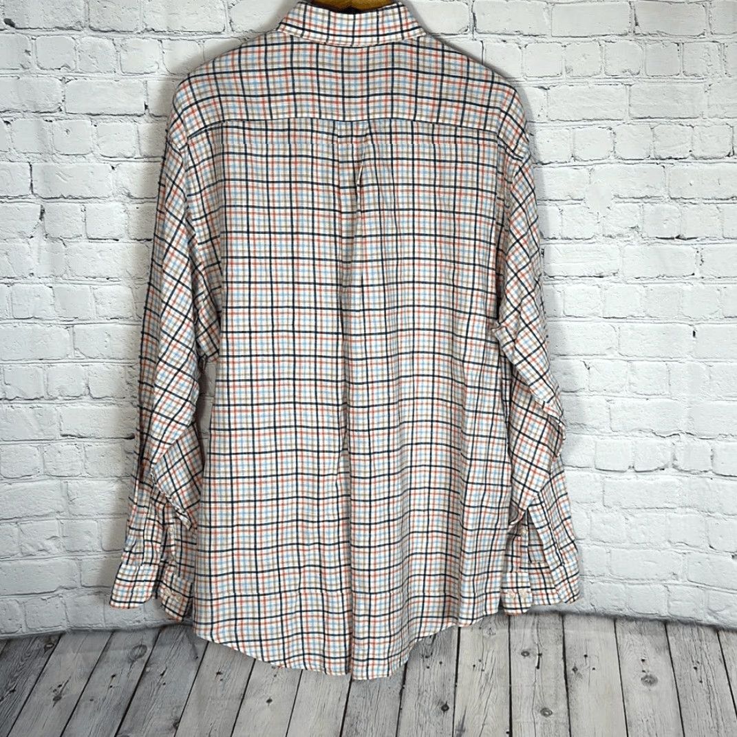 Brooks Brothers Brooks Brothers 346 Mens Linen Plaid Shirt L Long Sleeve Button-Up Multicolor Blue Tan Orange Size US L / EU 52-54 / 3 - 4 Thumbnail