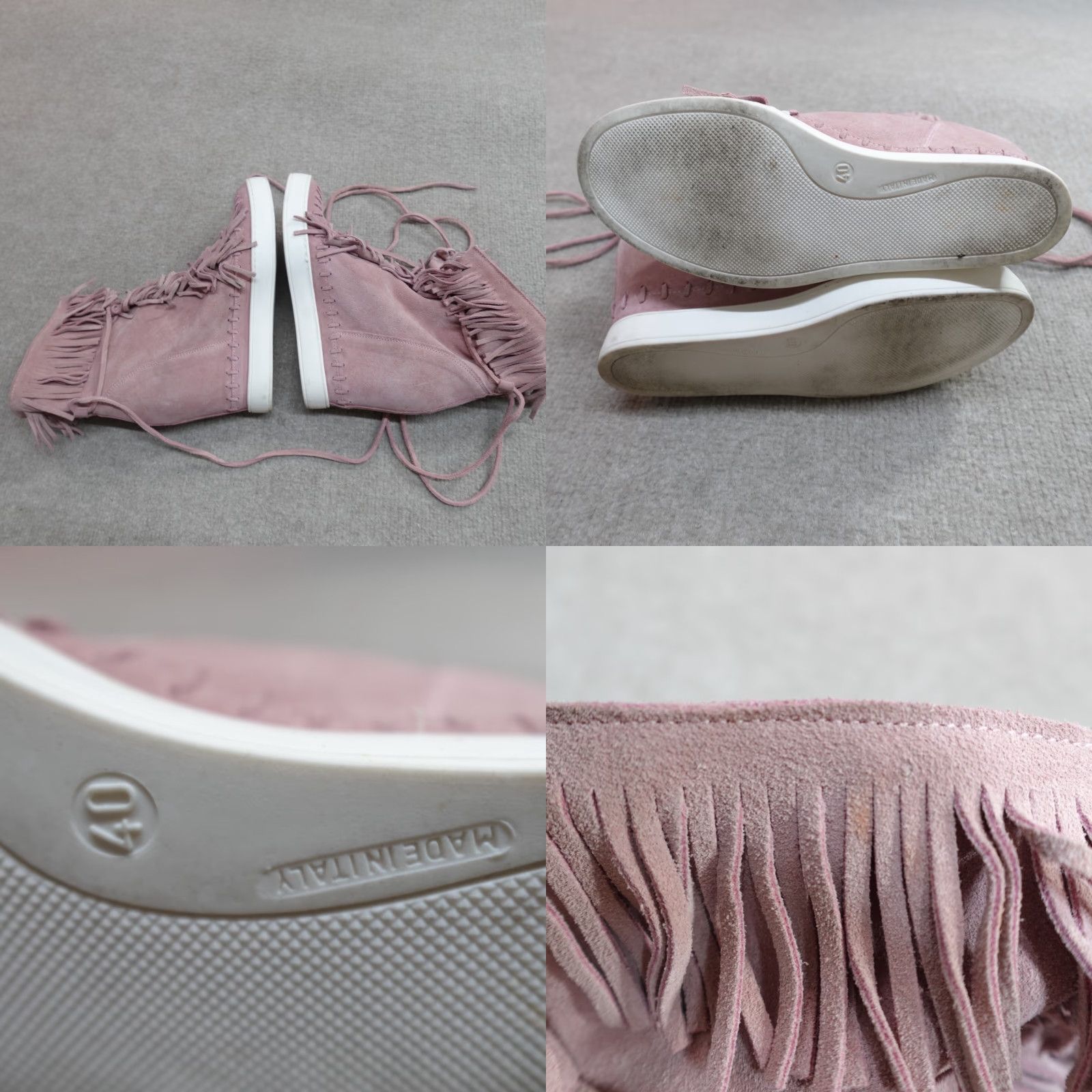 Vintage Gisel Moire Paris Womens Sneakers 10 Pink High Top Suede Fringe Italy Size US 10 / IT 40 - 8 Thumbnail