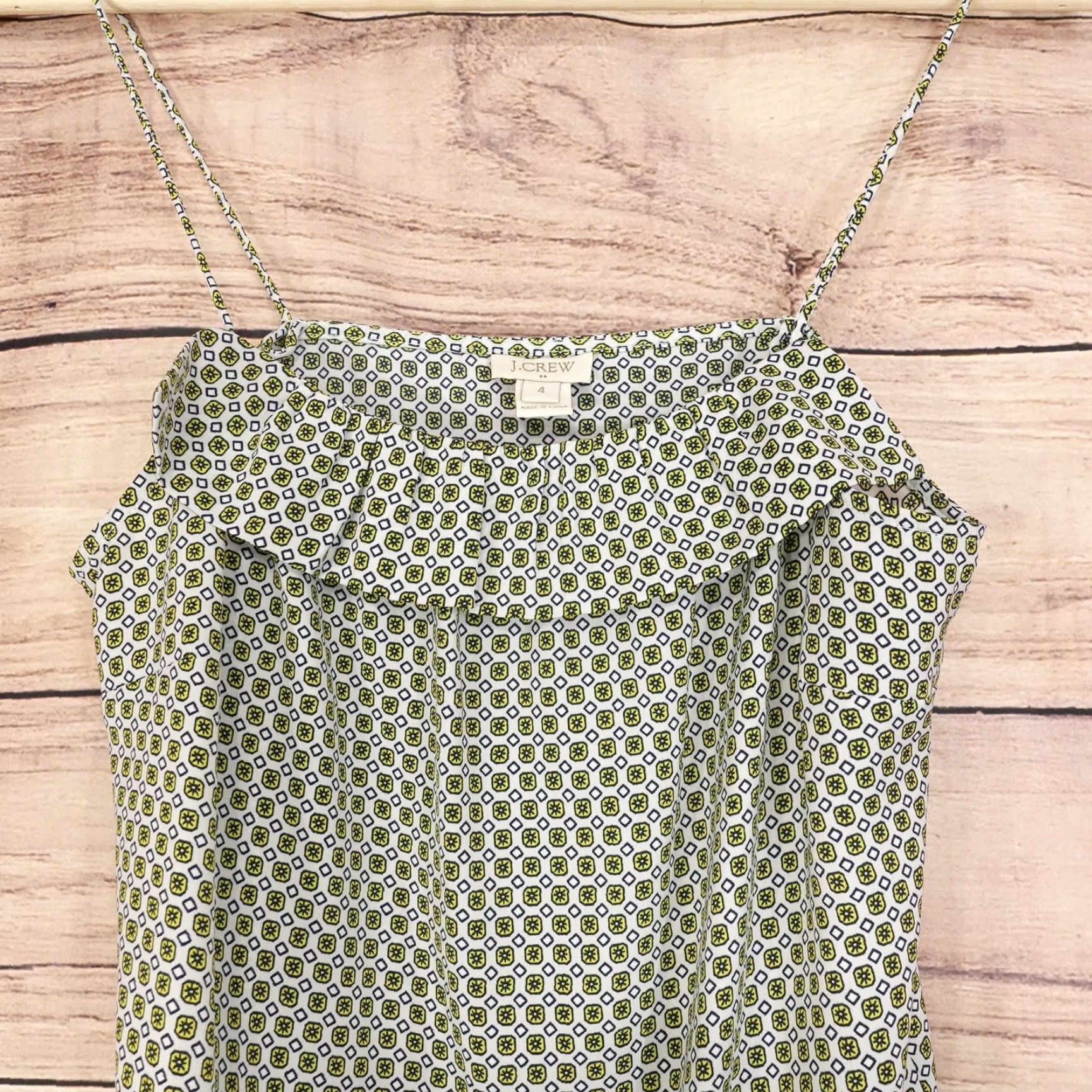 J.Crew J.CREW Shirt Womens 4 Green Tanktop Sleeveless Geometric Print Summer -35 Size S / US 4 / IT 40 - 2 Thumbnail