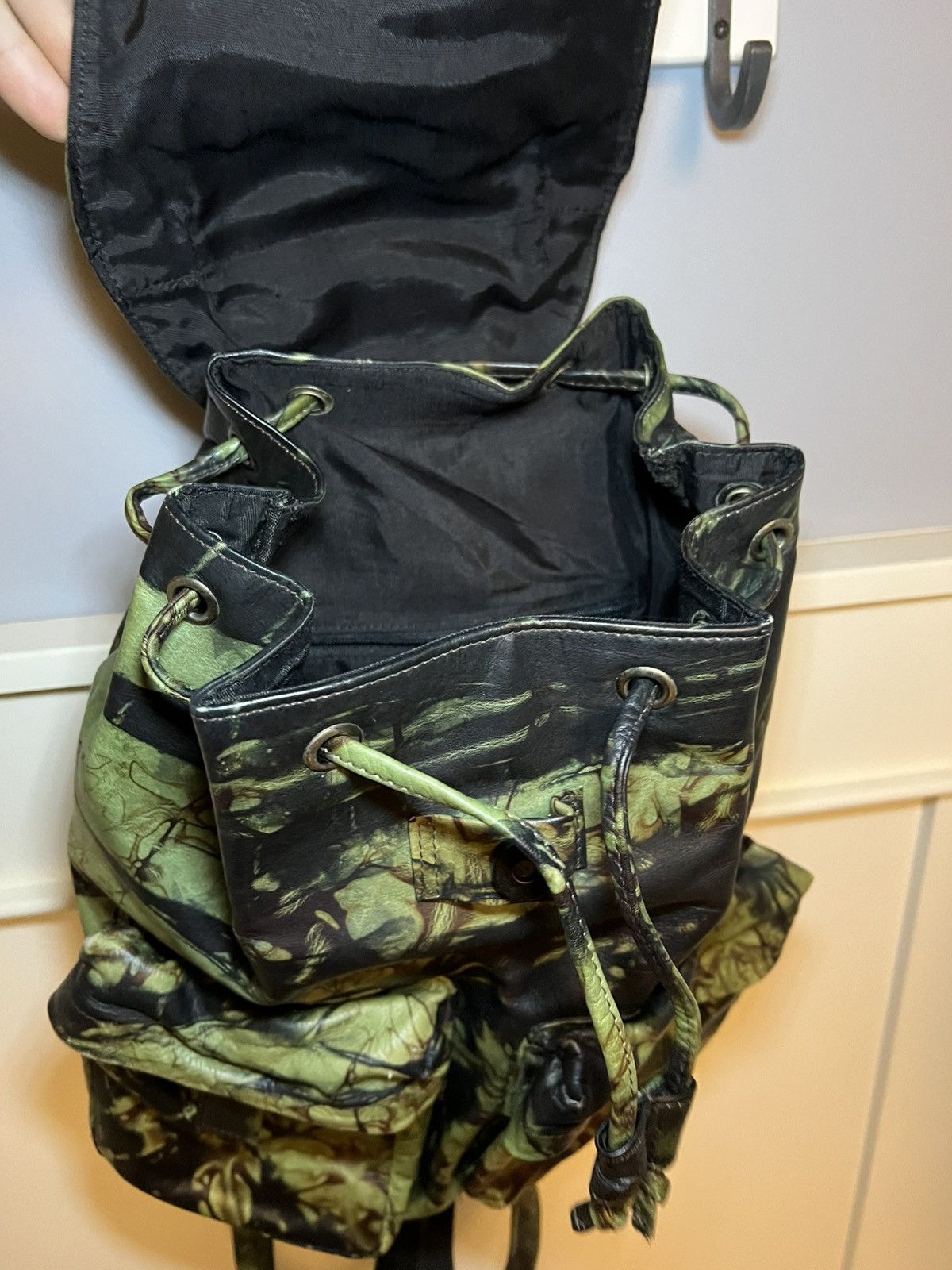 Jean Paul Gaultier Vintage 90s Jean Paul Gaultier Leather Camoflage Backpack Size ONE SIZE - 8 Thumbnail