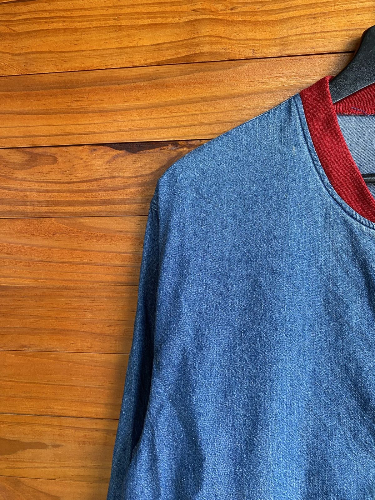 Japanese Brand Vintage Roxy Riders Co Denim Varsity Jacket Blue Red Collar Size US M / EU 48-50 / 2 - 11 Thumbnail