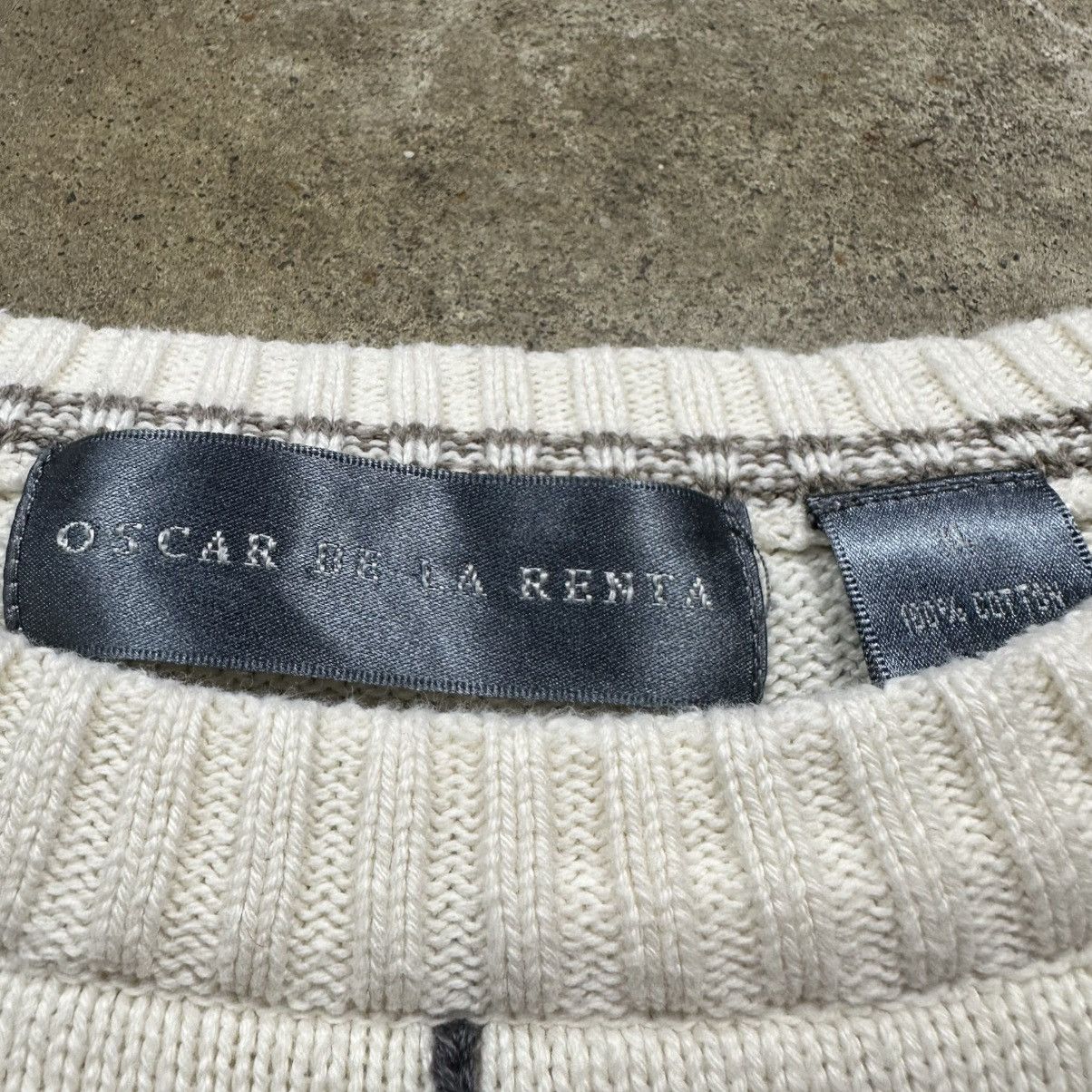 Oscar De La Renta Vintage 90s Oscar De La Renta Beige Striped Cotton Sweater Size US XL / EU 56 / 4 - 3 Thumbnail