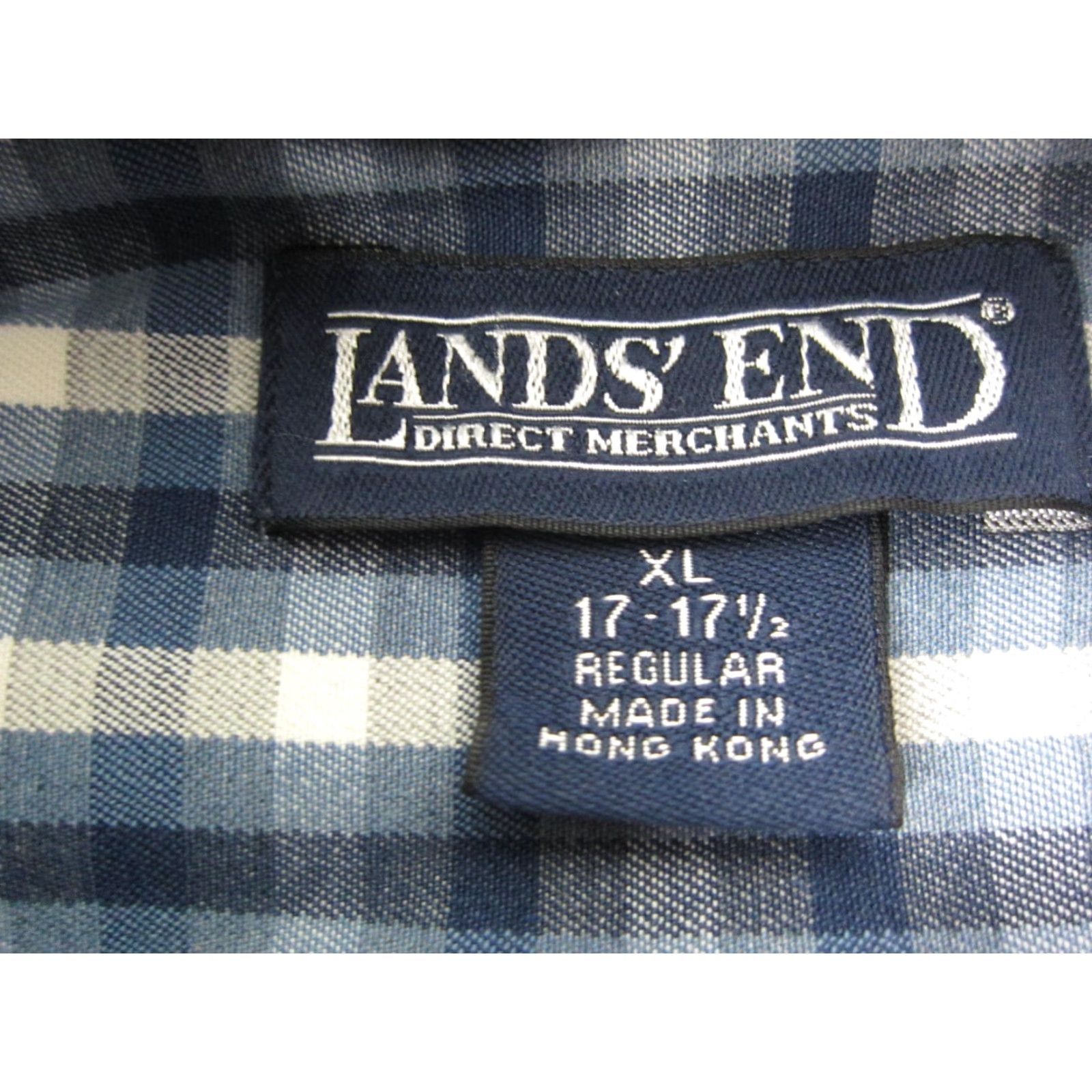 Lands' End VINTAGE Lands' End Shirt Men XL Blue Check Button-Up 90s City Classic 90s Mens Long Sleeve Button-Down Collared Size US XL / EU 56 / 4 - 5 Thumbnail