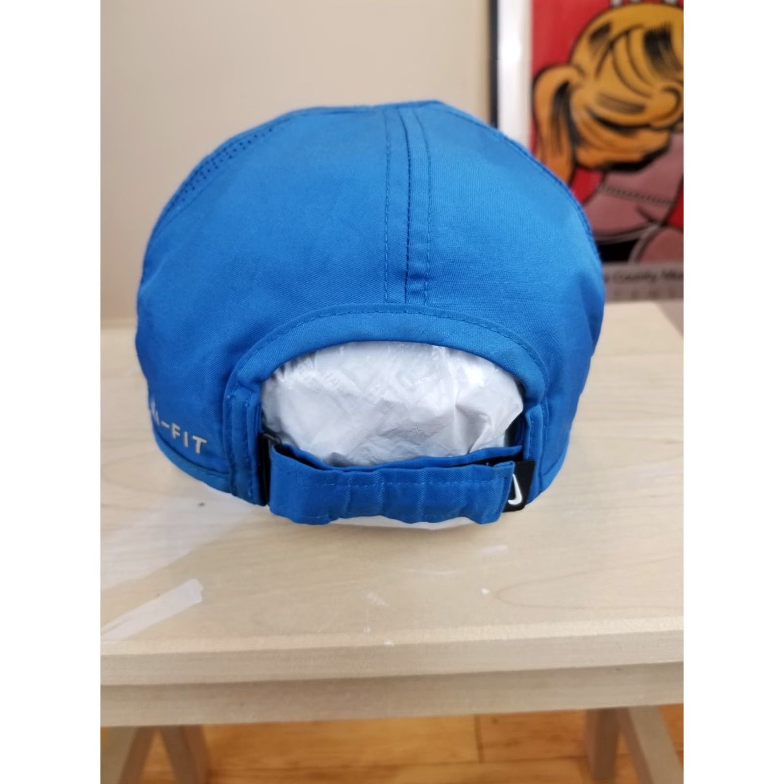 Nike VINTAGE NIKE WHITE SWOOSH BLUE RUNNING DRI-FIT HAT CAP SHIRT? Size ONE SIZE - 3 Thumbnail