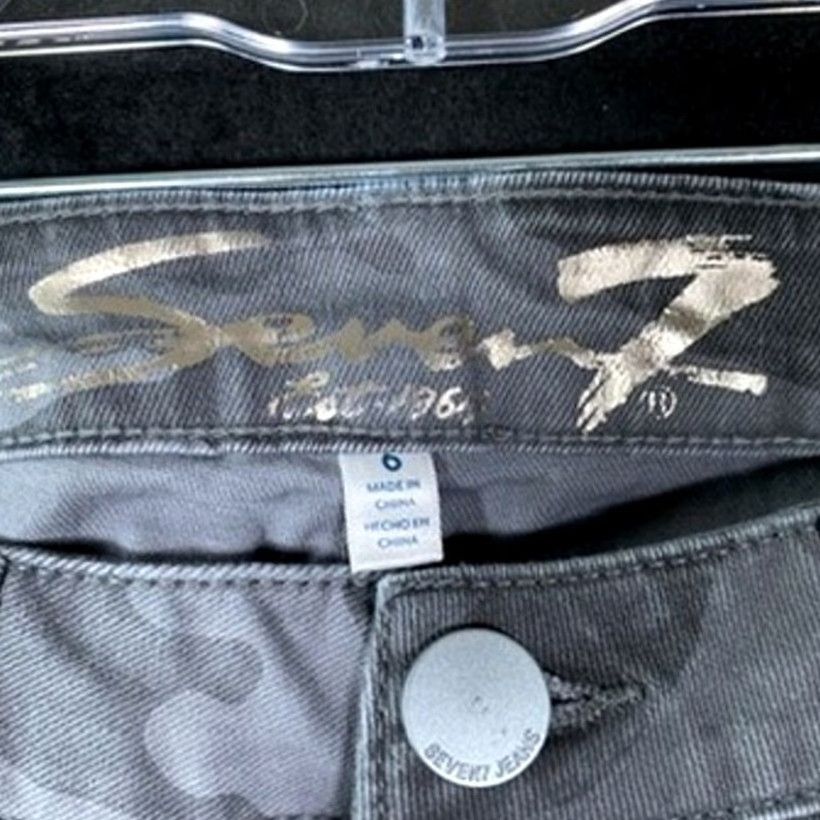 Vintage Seven7 Womens Jeans Gray Camouflage Denim Utility Skinny Ankle Stretch 6 Size 29" - 4 Thumbnail