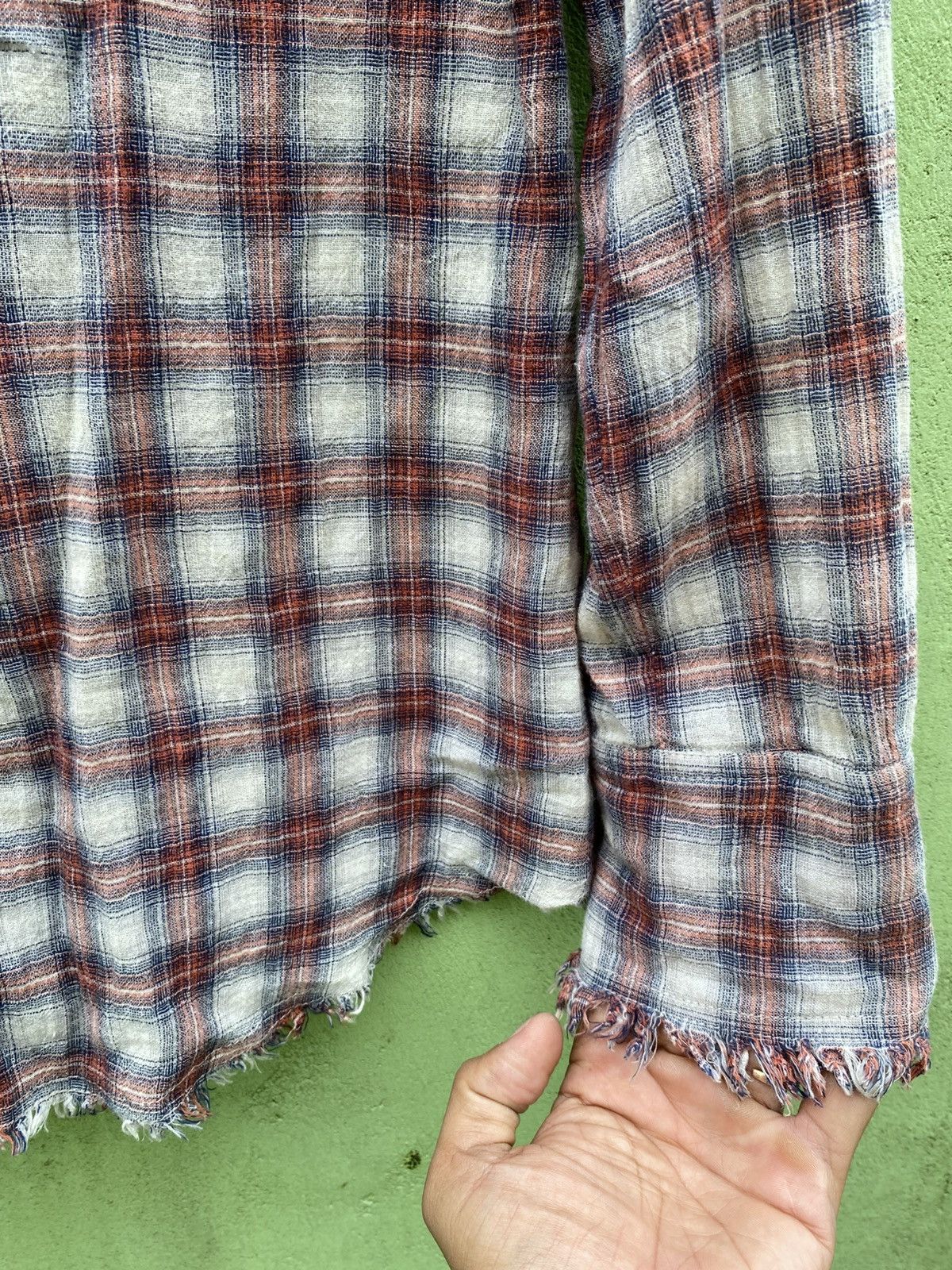 GOA GOA Vintage Distressed Plaid Western Raw Hem Grunge Fade Size ONE SIZE - 6 Thumbnail
