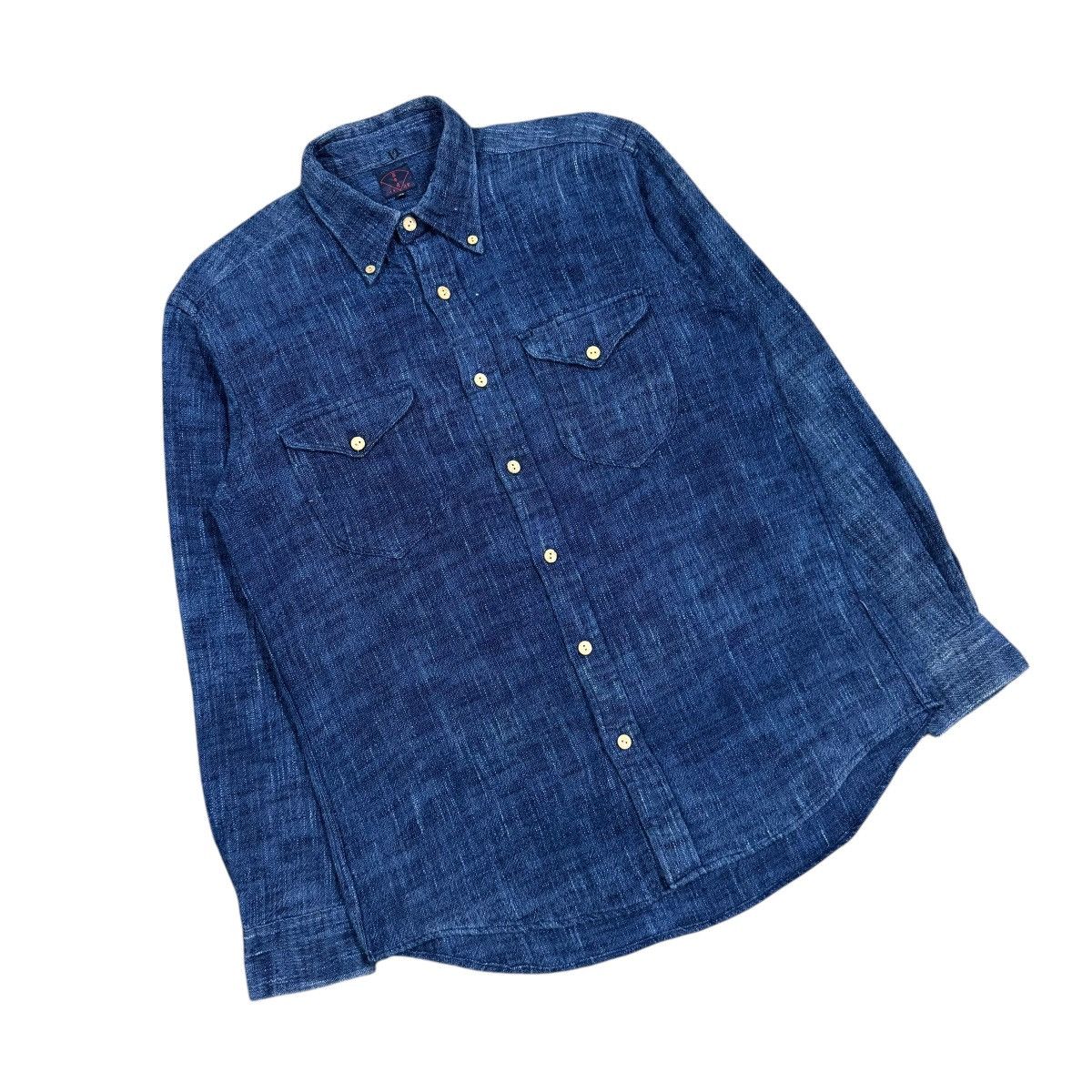 Mister Freedom × Sugar Cane Vtg🔥Japanese Salt & Pepper Patterned Sashiko Chamray Shirt Size US M / EU 48-50 / 2 - 5 Thumbnail