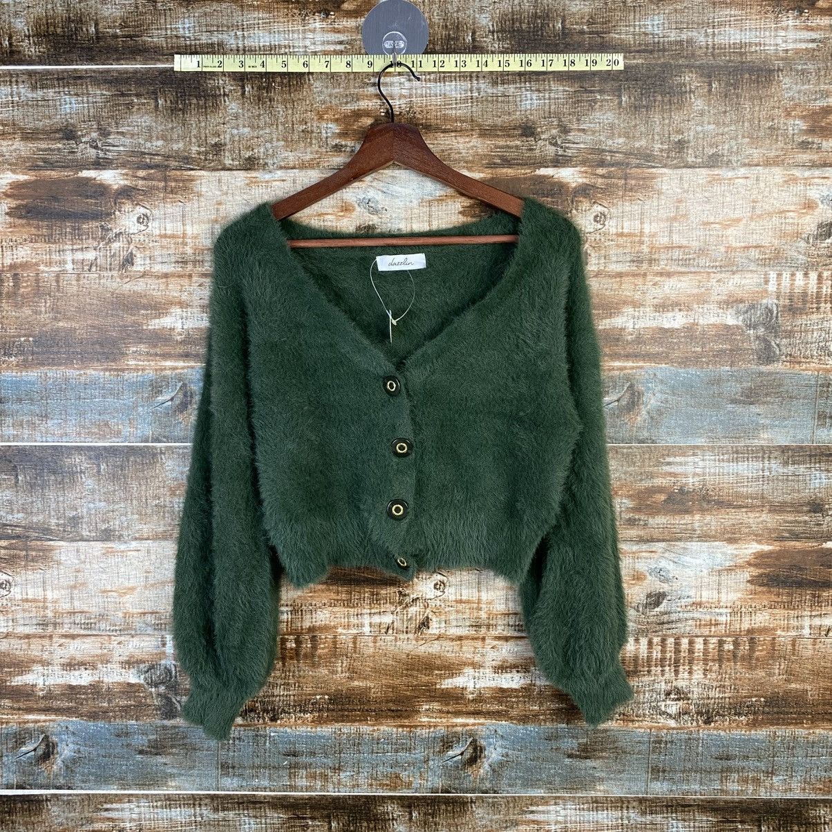 Homespun Knitwear × Japanese Brand DL Dazzlin Cardigan fur shaggy crop top Knitwear #C1113 Size XS / US 0-2 / IT 36-38 - 1 Thumbnail