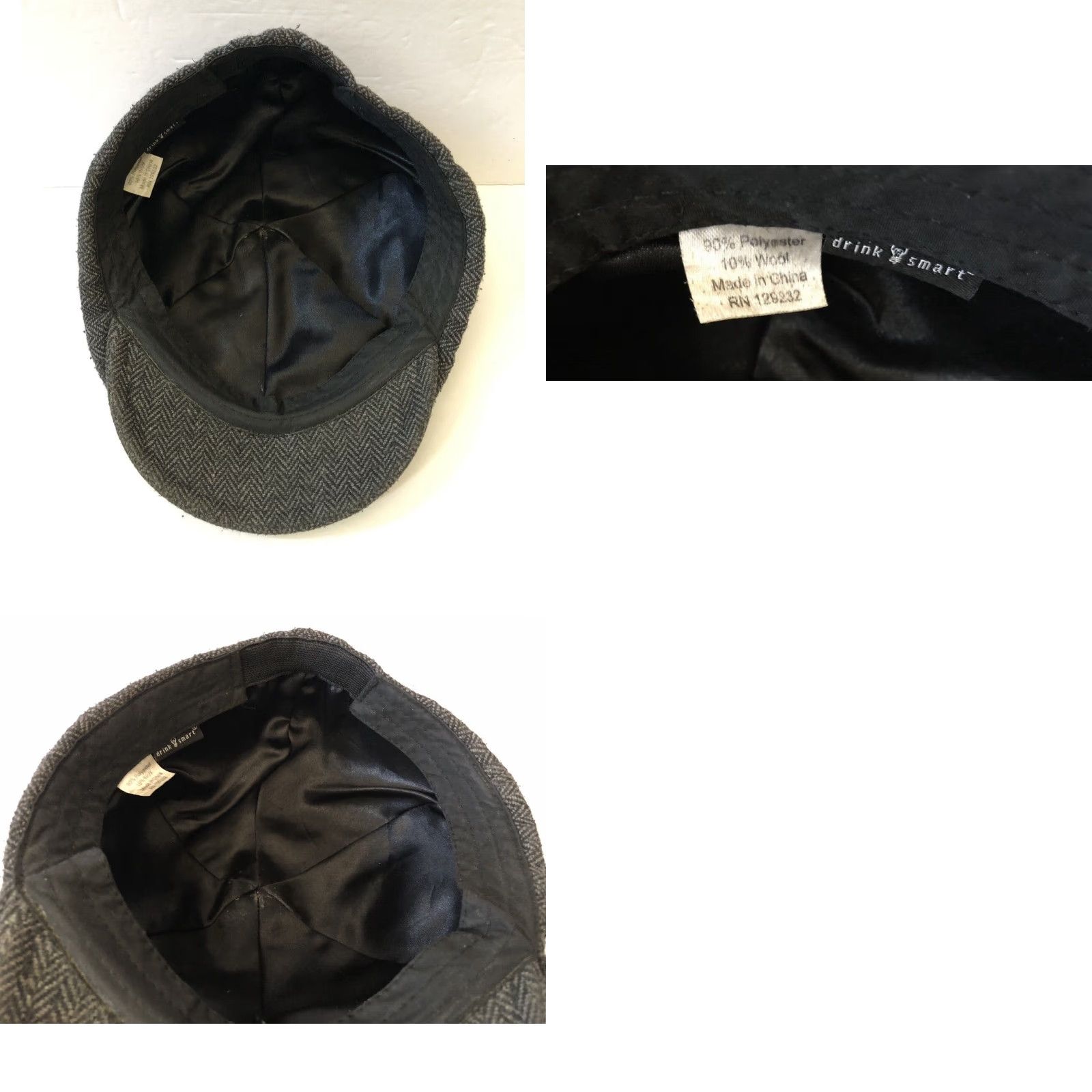 Vintage Jim Beam Hat Flat Cap Brooklyn Style Herringbone Gray Wool Polyester Men M Gray Classic Designer Hipster Grunge 90s? Size ONE SIZE - 8 Thumbnail