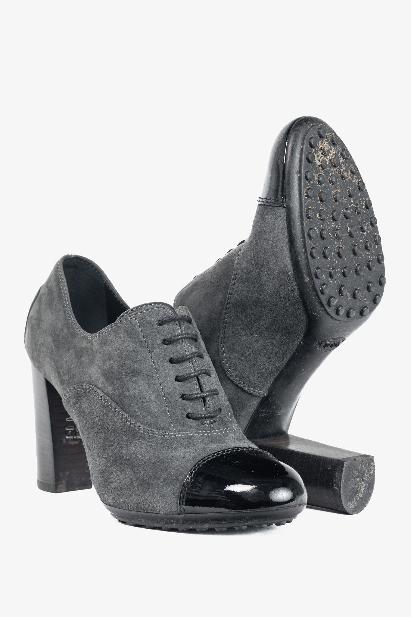 Tod's Tod's Grey Suede Cap-Toe Gommino Lace-Up Oxfords Size US 5.5 / IT 35.5 - 4 Thumbnail