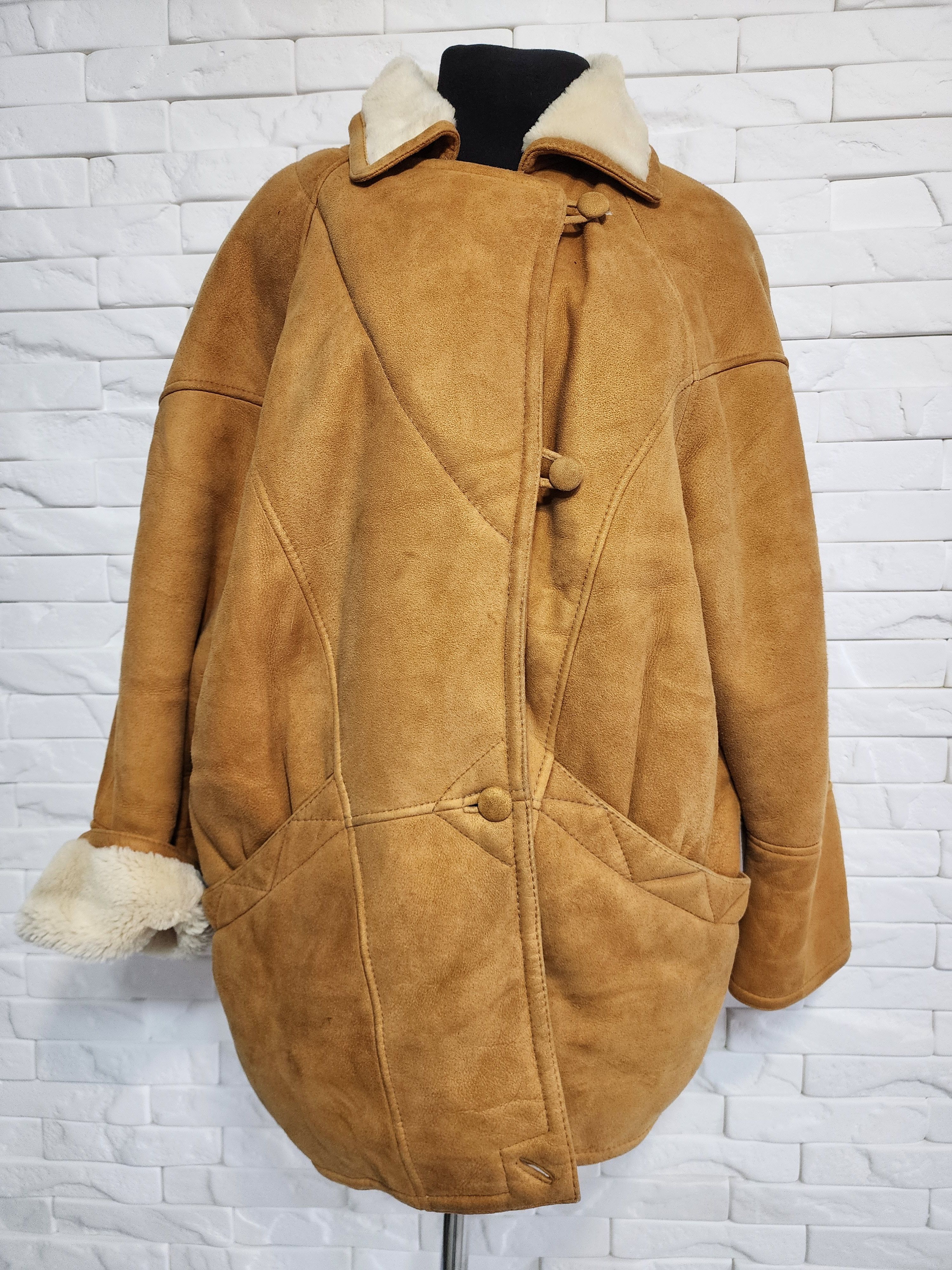 Genuine Leather Brown Sheepskin Coat: Women's Warm Genuine Fur Jacket Size XXL / US 16-18 / IT 52-54 - 1 Thumbnail