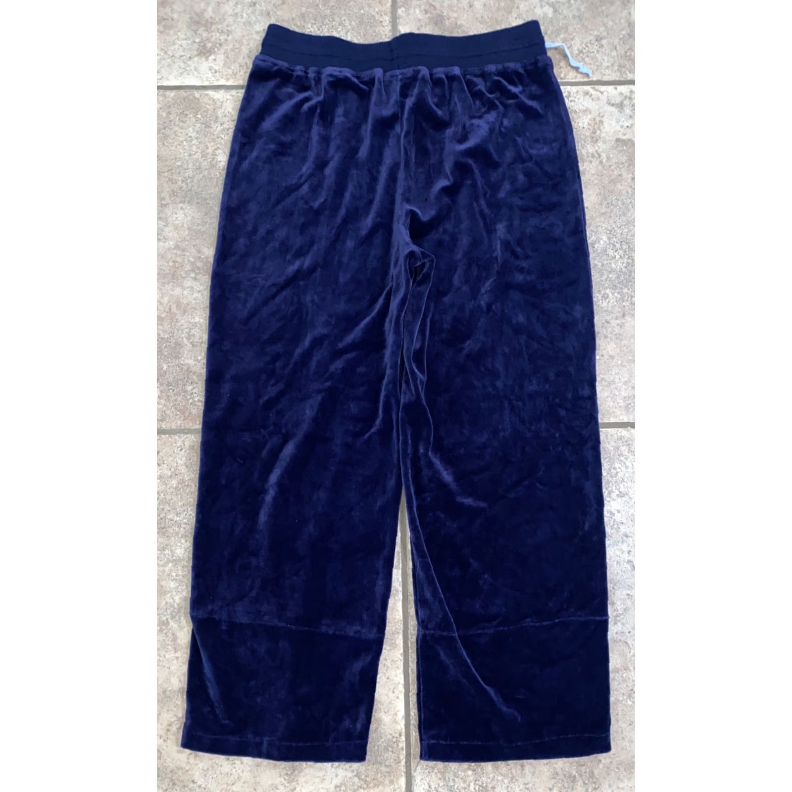Tommy Hilfiger Tommy Hilfiger Womens Velour Sleep Suit Jacket Pants Blue M L Sleepwear, 80% Cotton 20% Polyester, Solid, Regular, Fall Winter Spring, Women Size 32" / US 10 / IT 46 - 5 Thumbnail