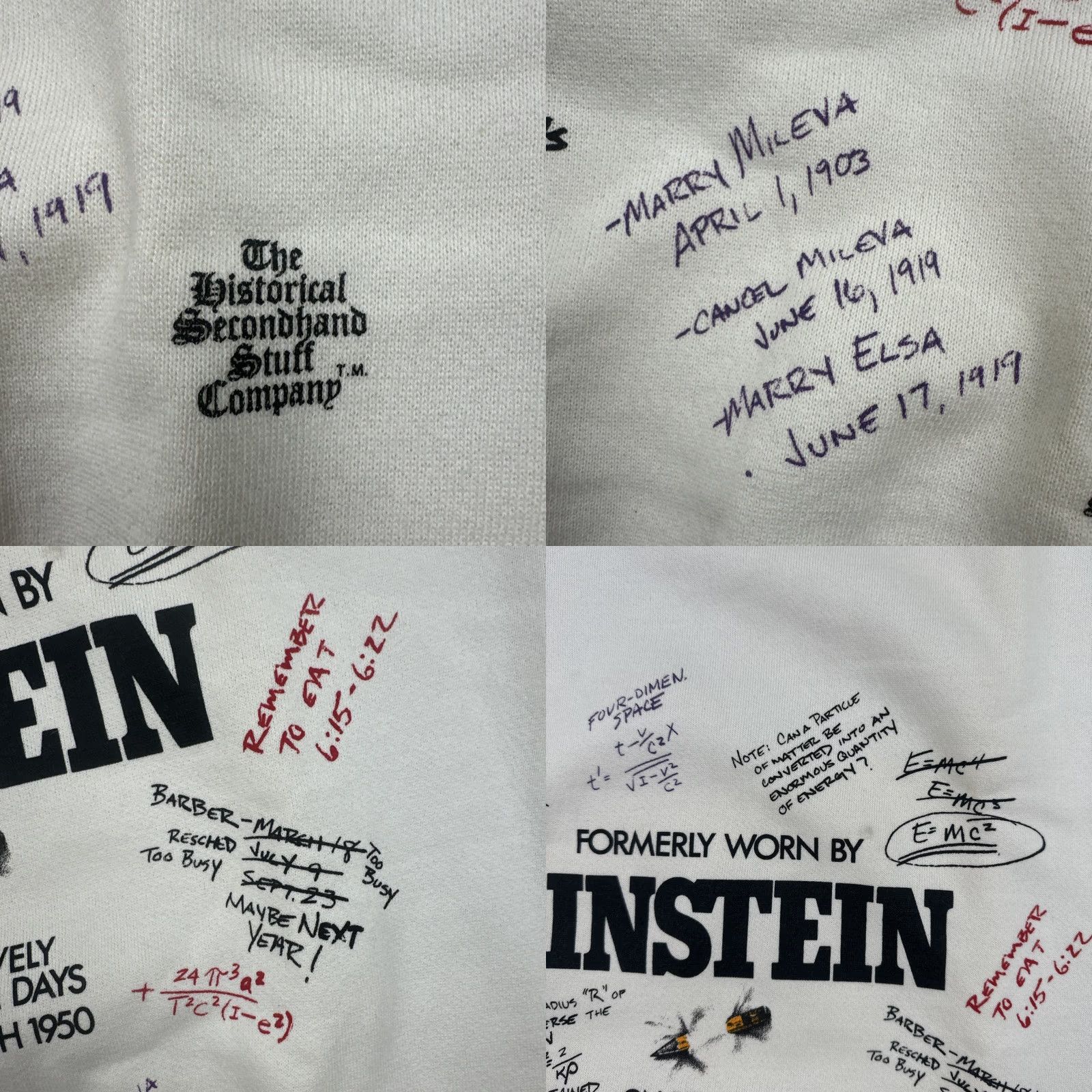 Vintage VINTAGE What On Earth Sweatshirt White Crew Neck M Mens Graphic Print Einstein Theoretical 90s Science Size US M / EU 48-50 / 2 - 8 Thumbnail