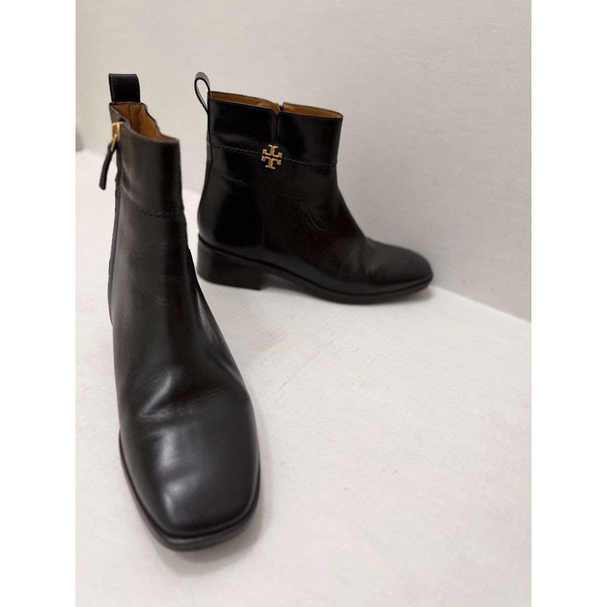 Tory Burch TORY BURCH LOGO BLACK LEATHER ANKLE BOOTS Size US 10 / IT 40 - 3 Thumbnail