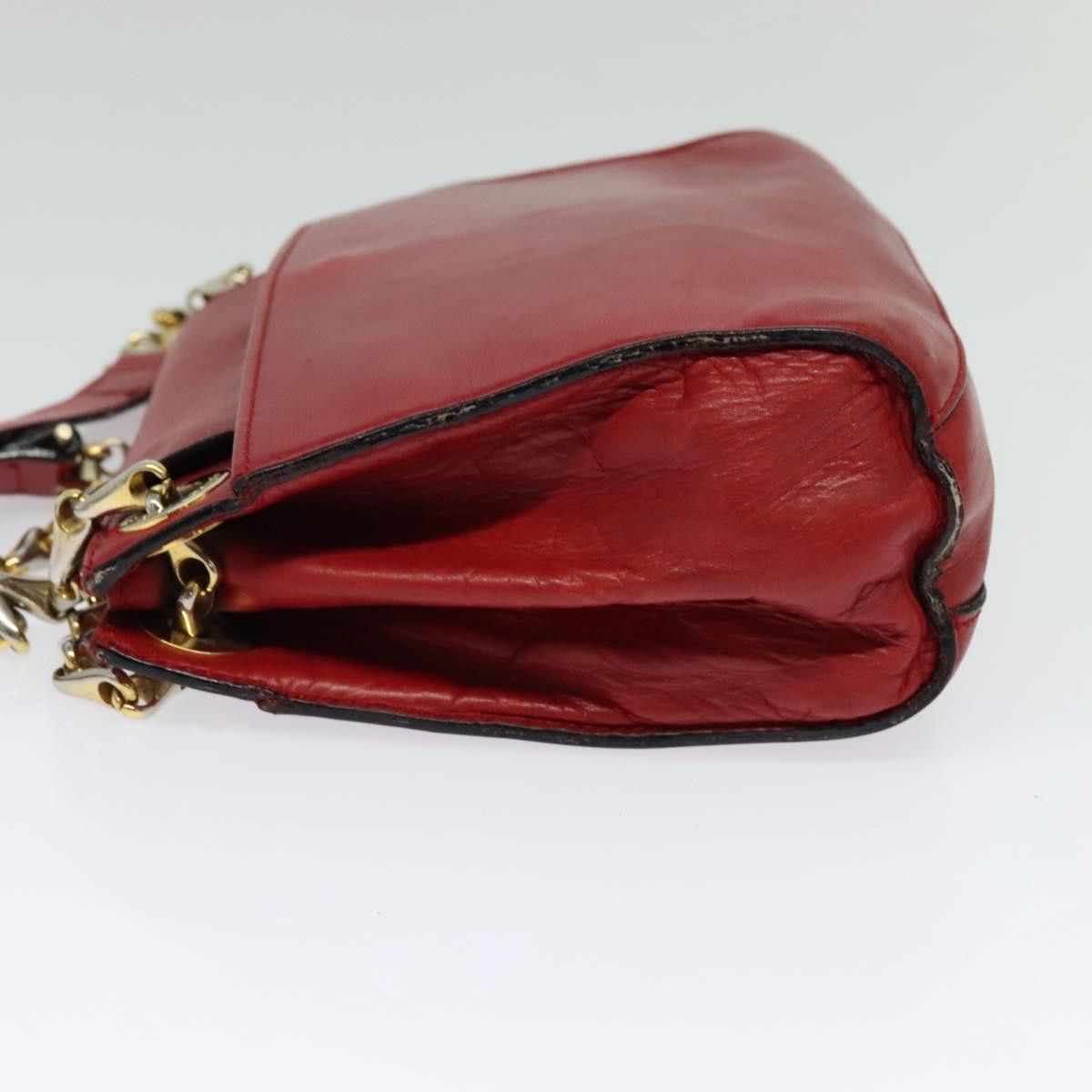 Celine CELINE Chain Shoulder Bag Leather Red Gold Size ONE SIZE - 4 Thumbnail