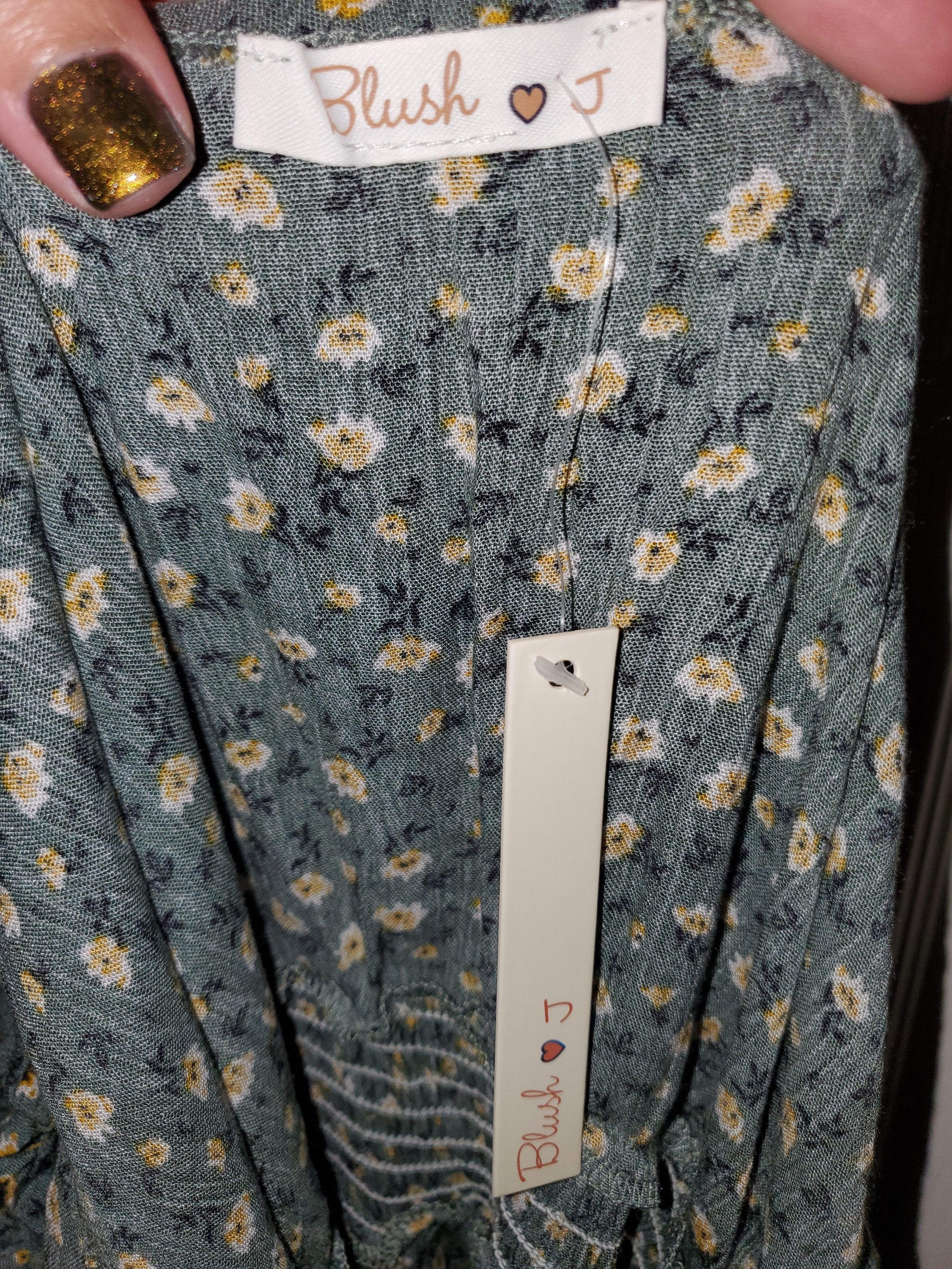 Other *NWT* Plus Size Green Mini Dress w/ Dainty Flowers (2XL) Size XXL / US 16-18 / IT 52-54 - 6 Thumbnail
