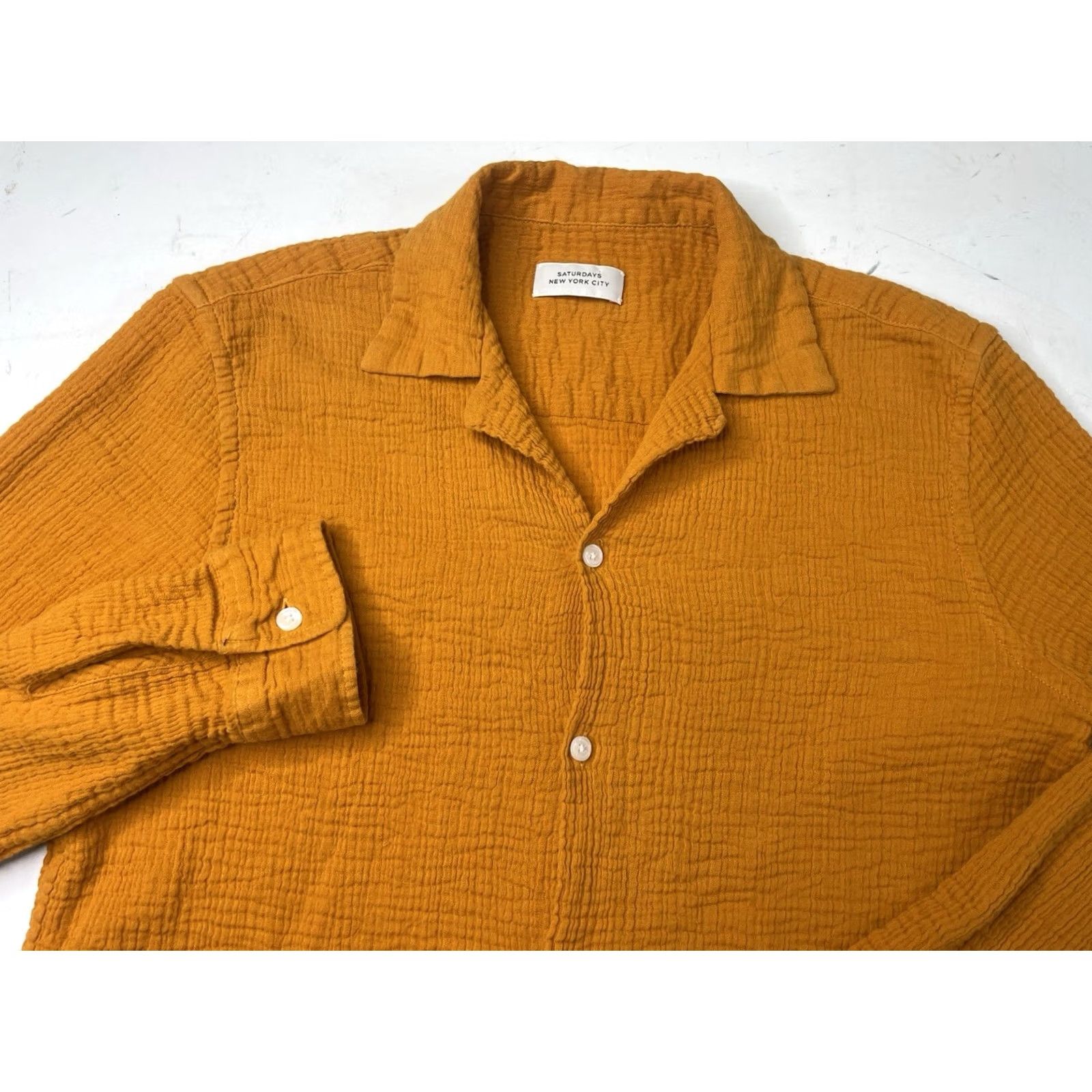 Saturdays NYC Saturdays NYC Marco Camp-Collar Cotton-Gauze Shirt Orange Mens Medium Size US M / EU 48-50 / 2 - 2 Thumbnail