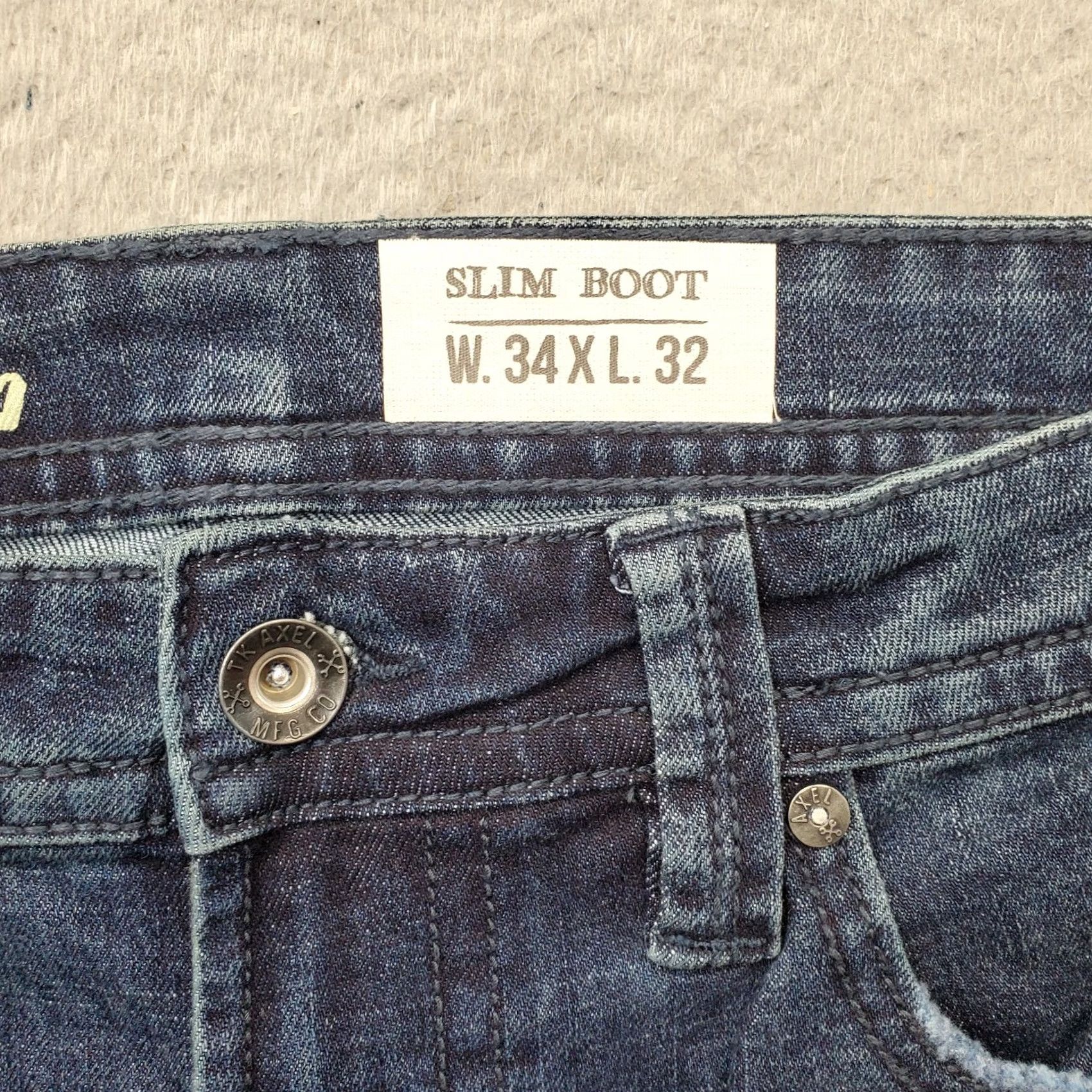 Denime Axel Slim Boot Jeans Men’s 34/32 Blue Denim Dark Wash Stretch Flat Front Size US 34 / EU 50 - 7 Thumbnail