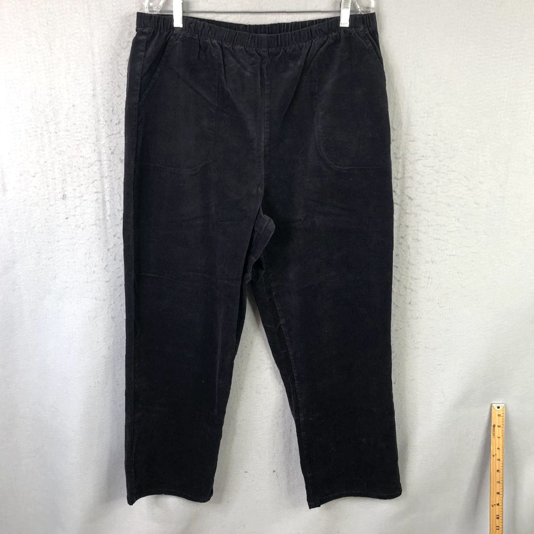 Denim & Co. Denim & Co. Pants Womens XL Black Corduroy Pull On Elastic Waist Straight Leg Size 40" / US 18 - 2 Thumbnail
