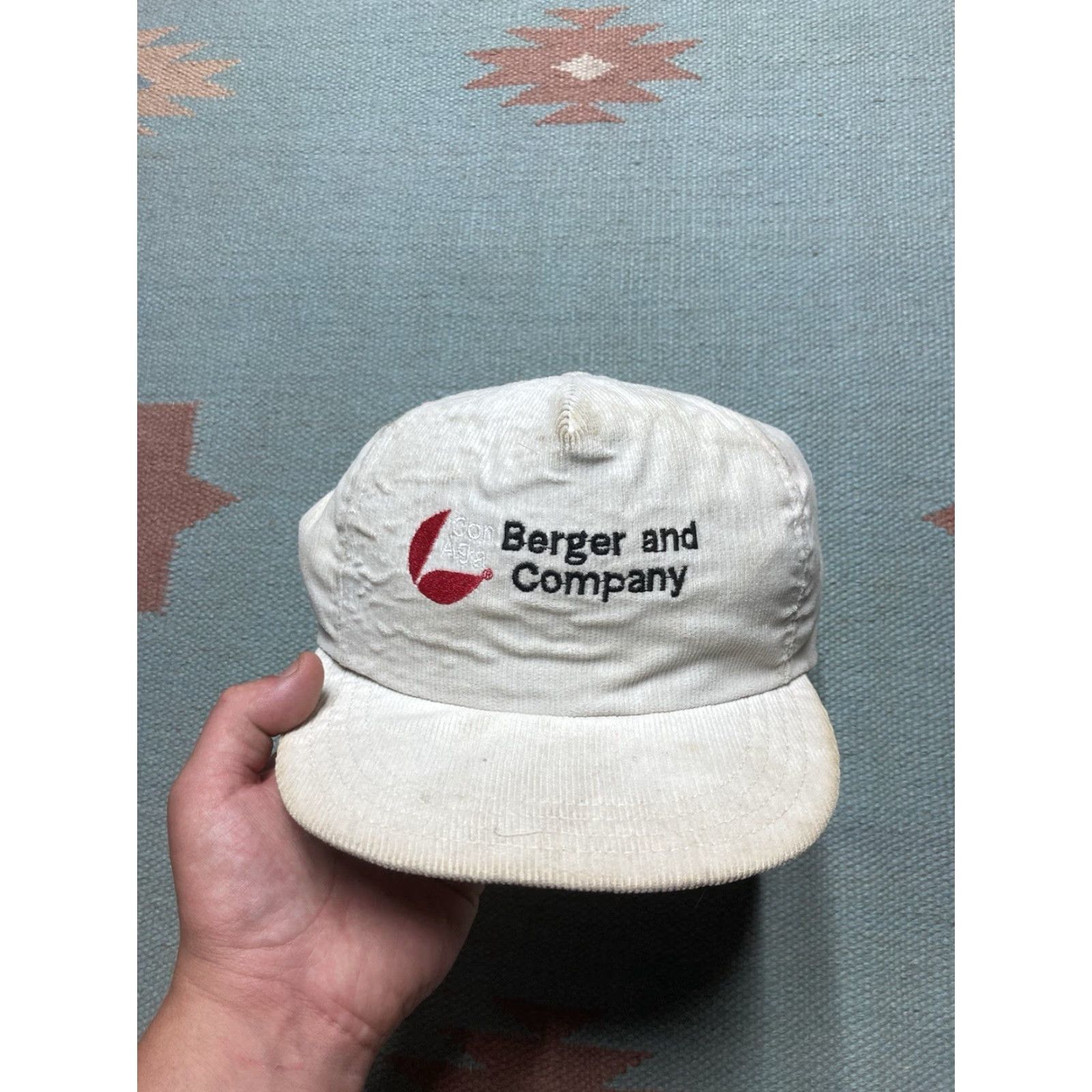 Vintage VINTAGE 90s SnapBack Corduroy Hat Berger company Con Agra made in USA Adjustable Gray Mens Size ONE SIZE - 2 Thumbnail