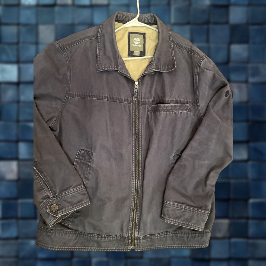 VINTAGE Timberland Chore Coat Jacket Mens 2XL Waterproof Cotton Canvas Casual Windproof Blue